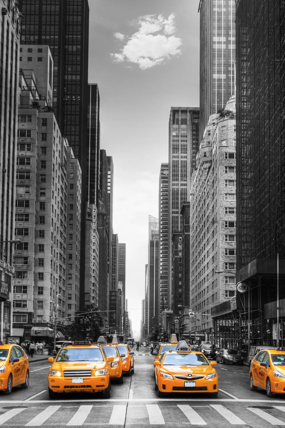 New York buildings and taxis wall mural