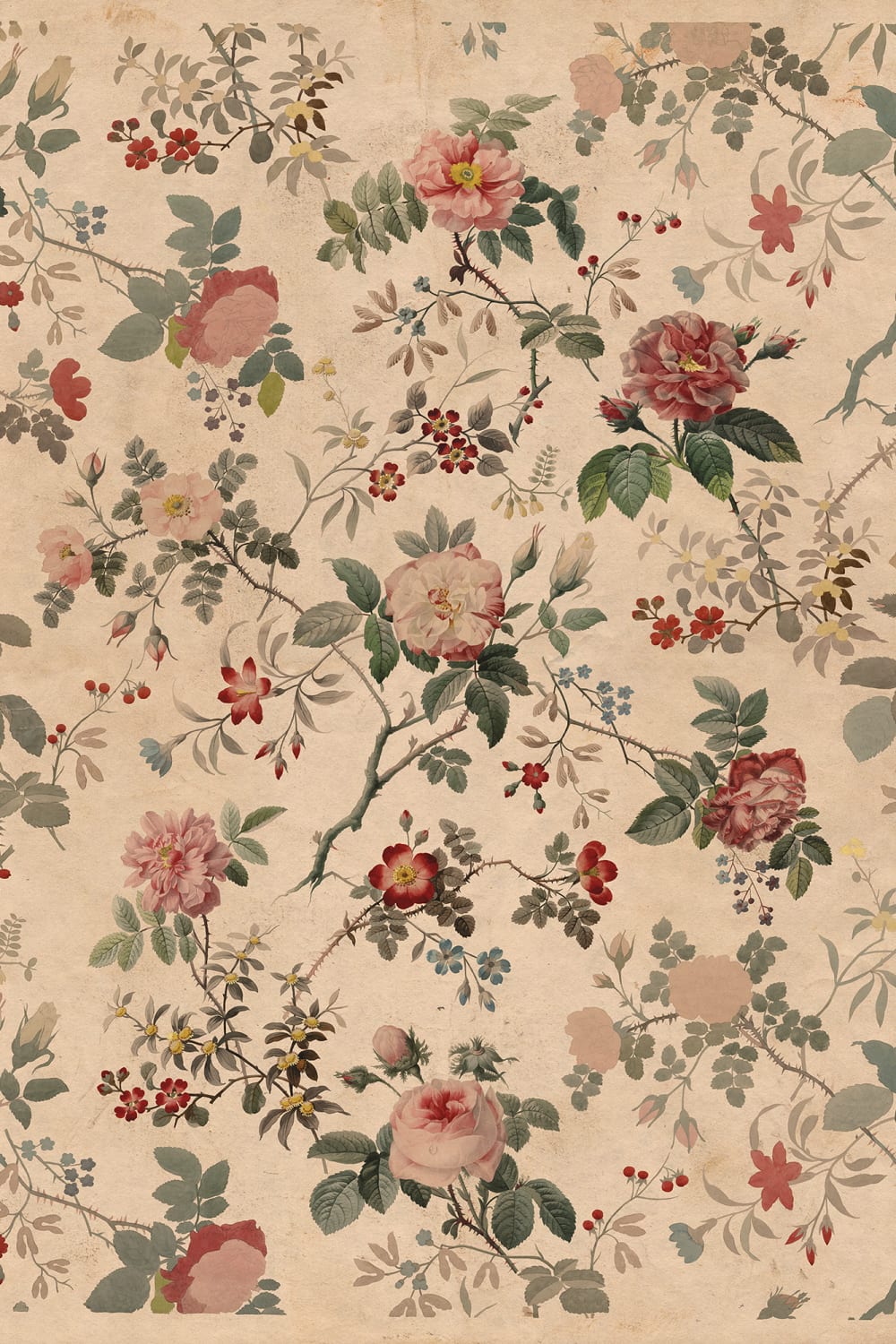 Romantic and vintage floral wallpaper