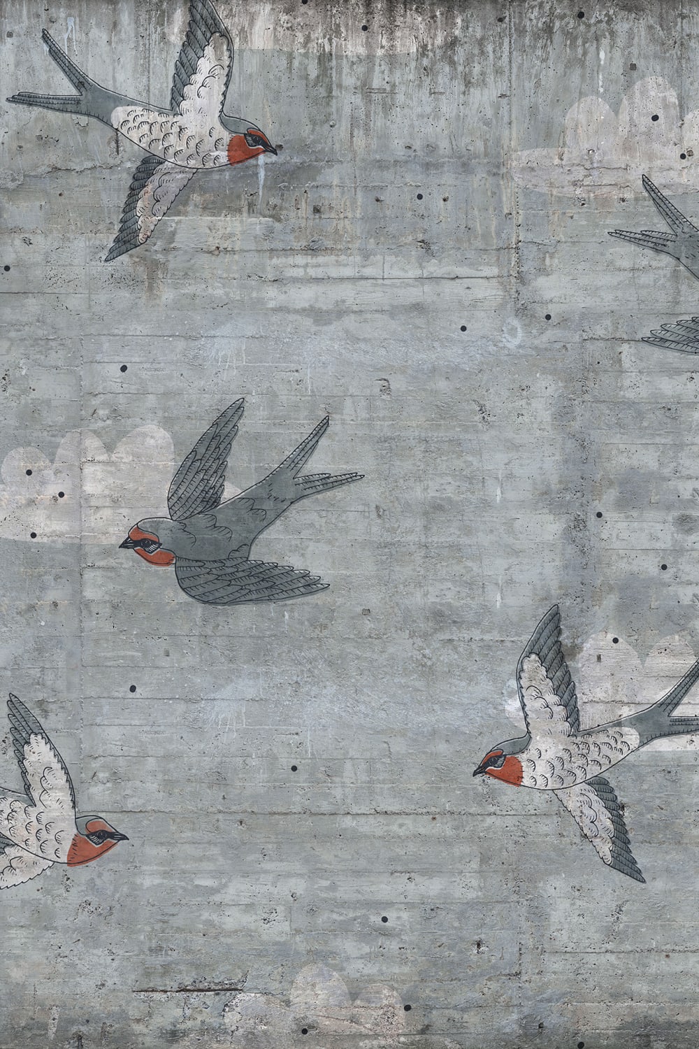 Poetic concrete wall mural