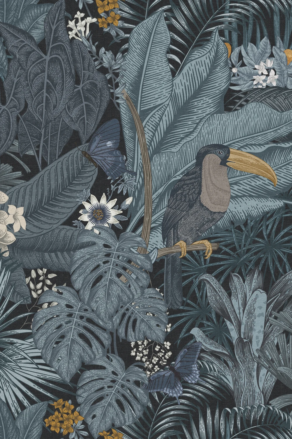 Papier peint jungle bleue
