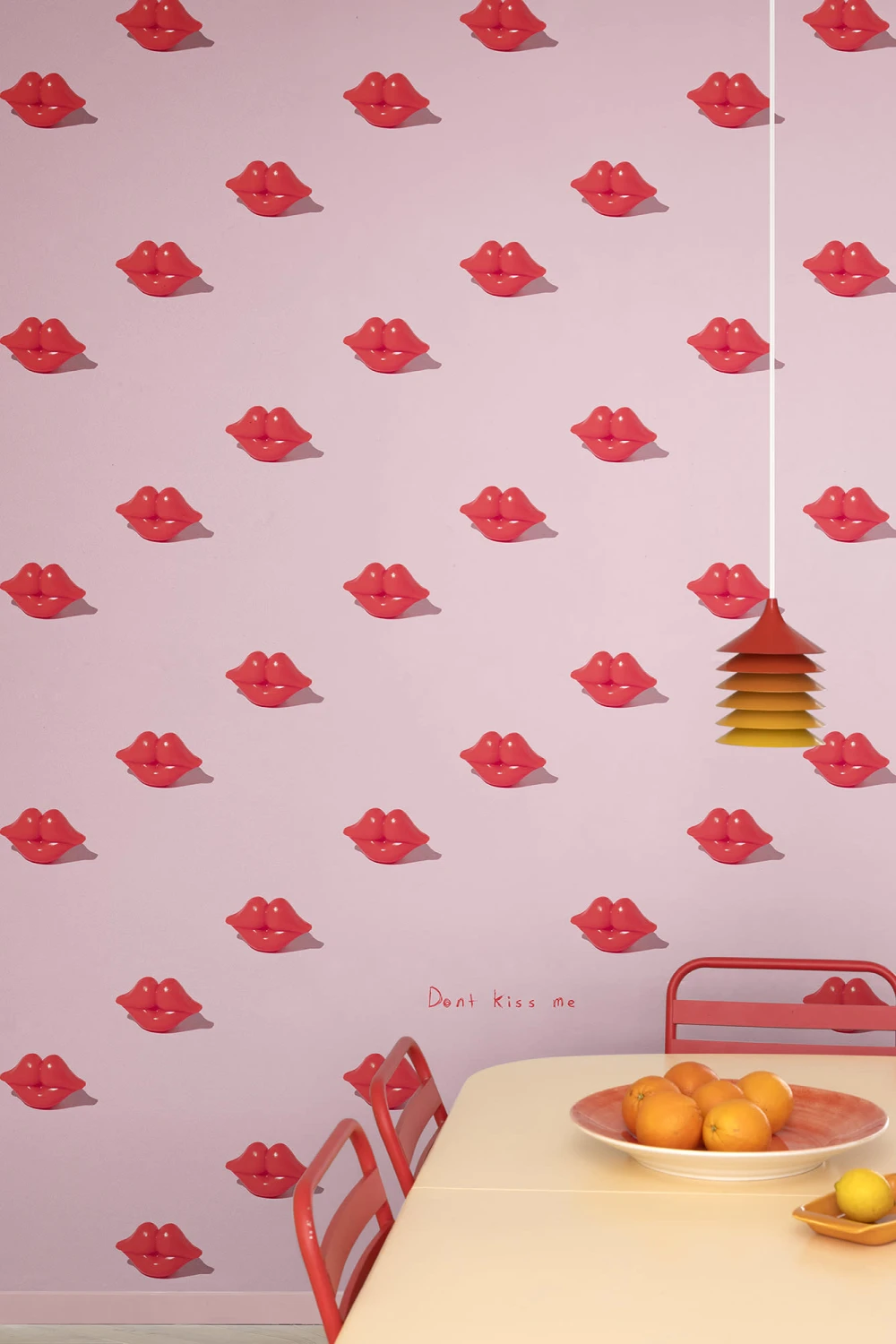 Bold pink and red wallpaper