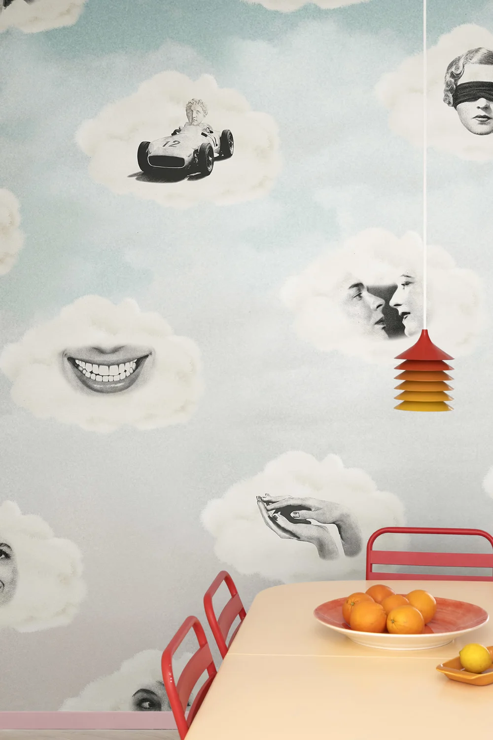 Soft blue retro wall mural
