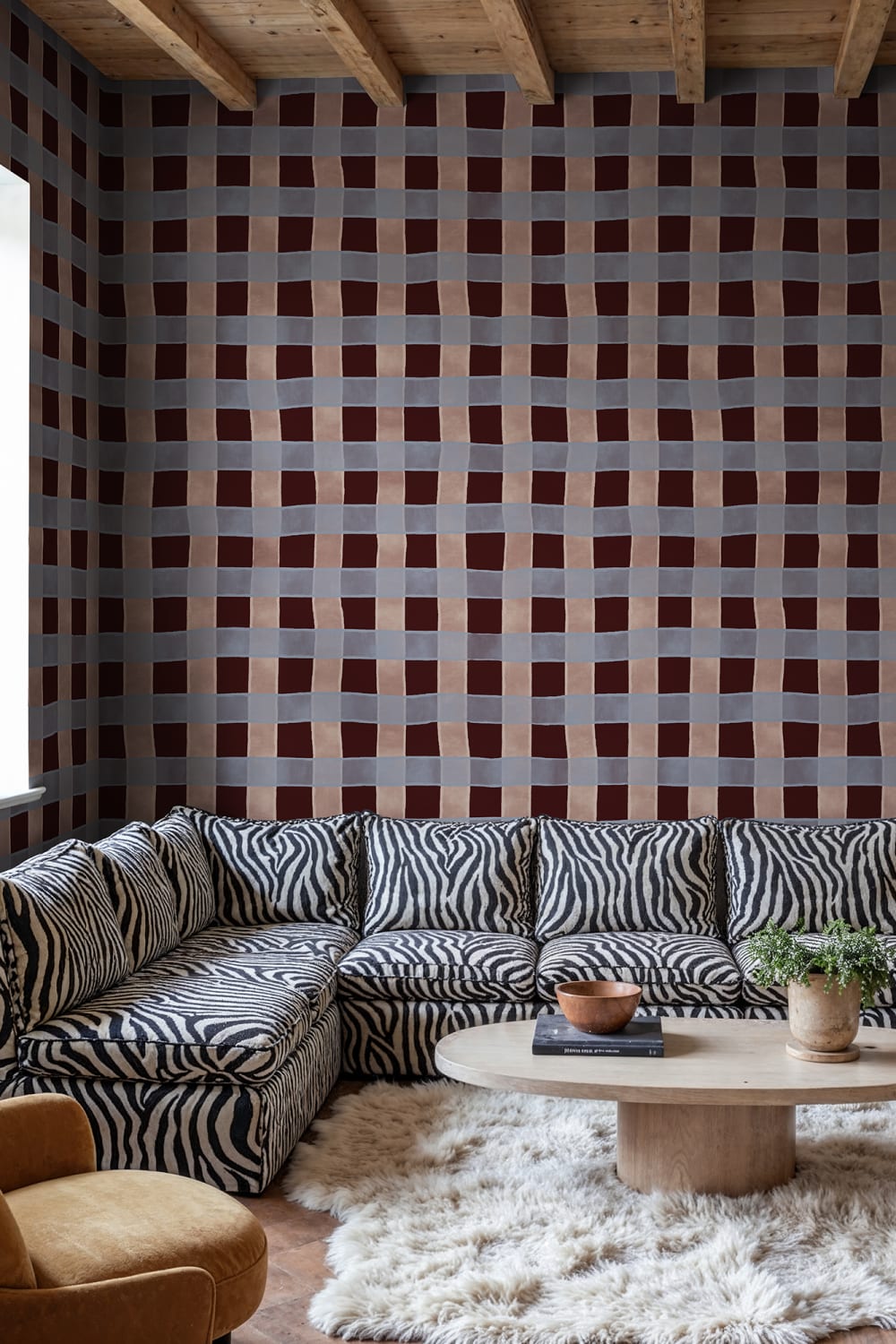 Burgundy Charm: Gingham Delight