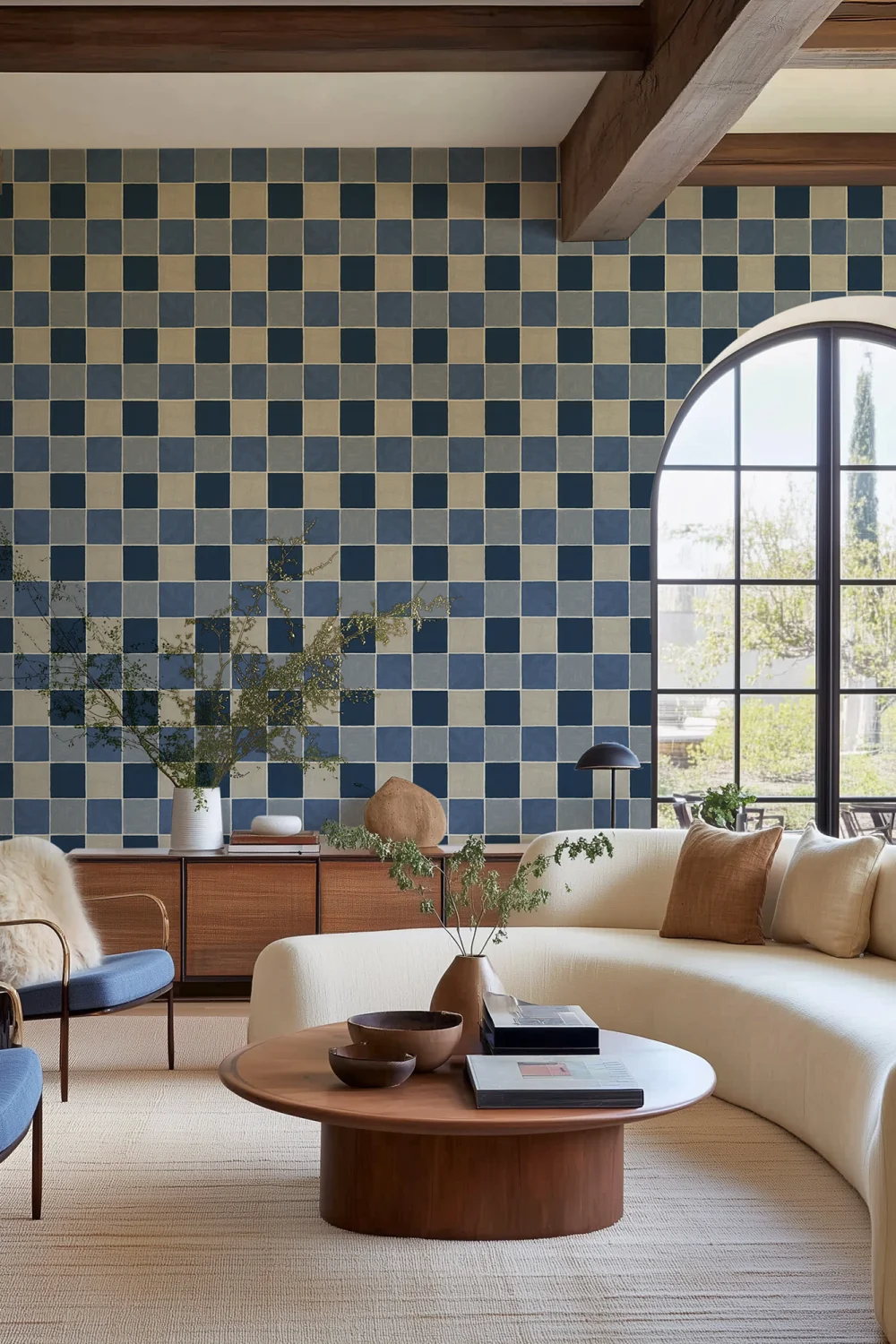 Classic Blue Tile Pattern Wallpaper