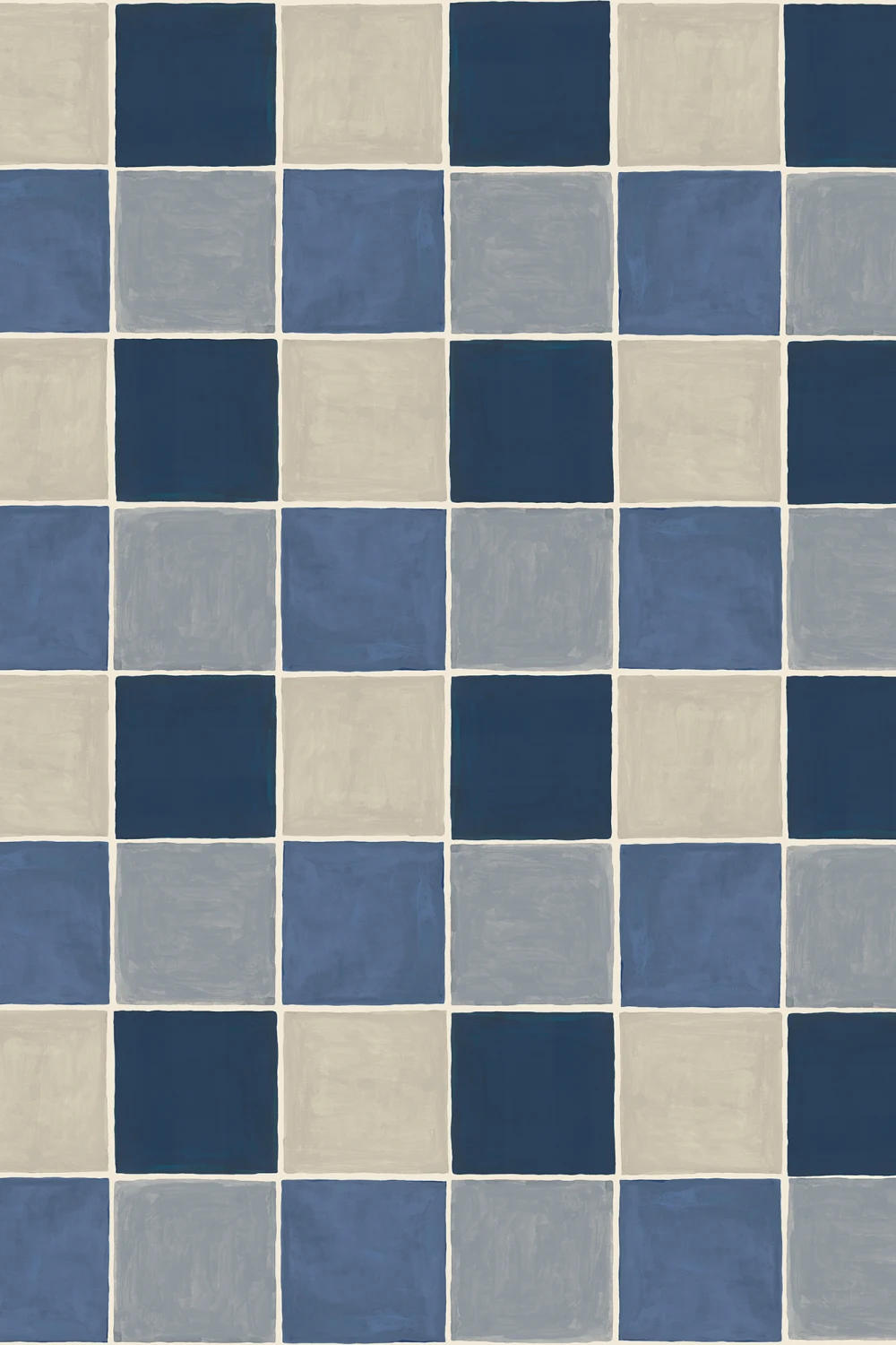 Classic Blue Tile Pattern Wallpaper