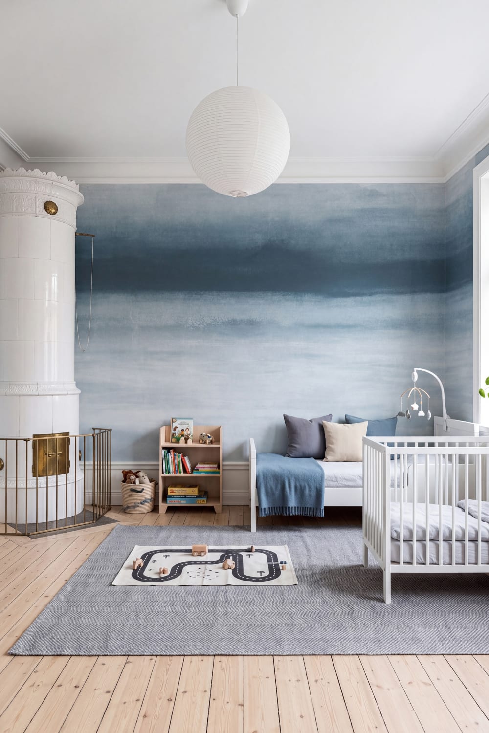 Gradient Waterline, Blue - Wall Mural - Rebel Walls