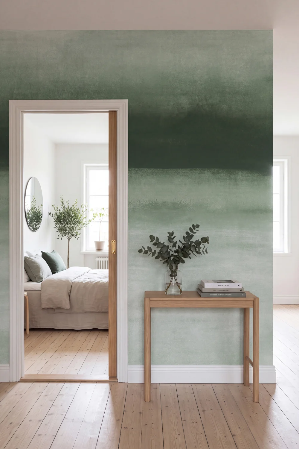 Gradient Waterline, Green - Wall Mural - Rebel Walls