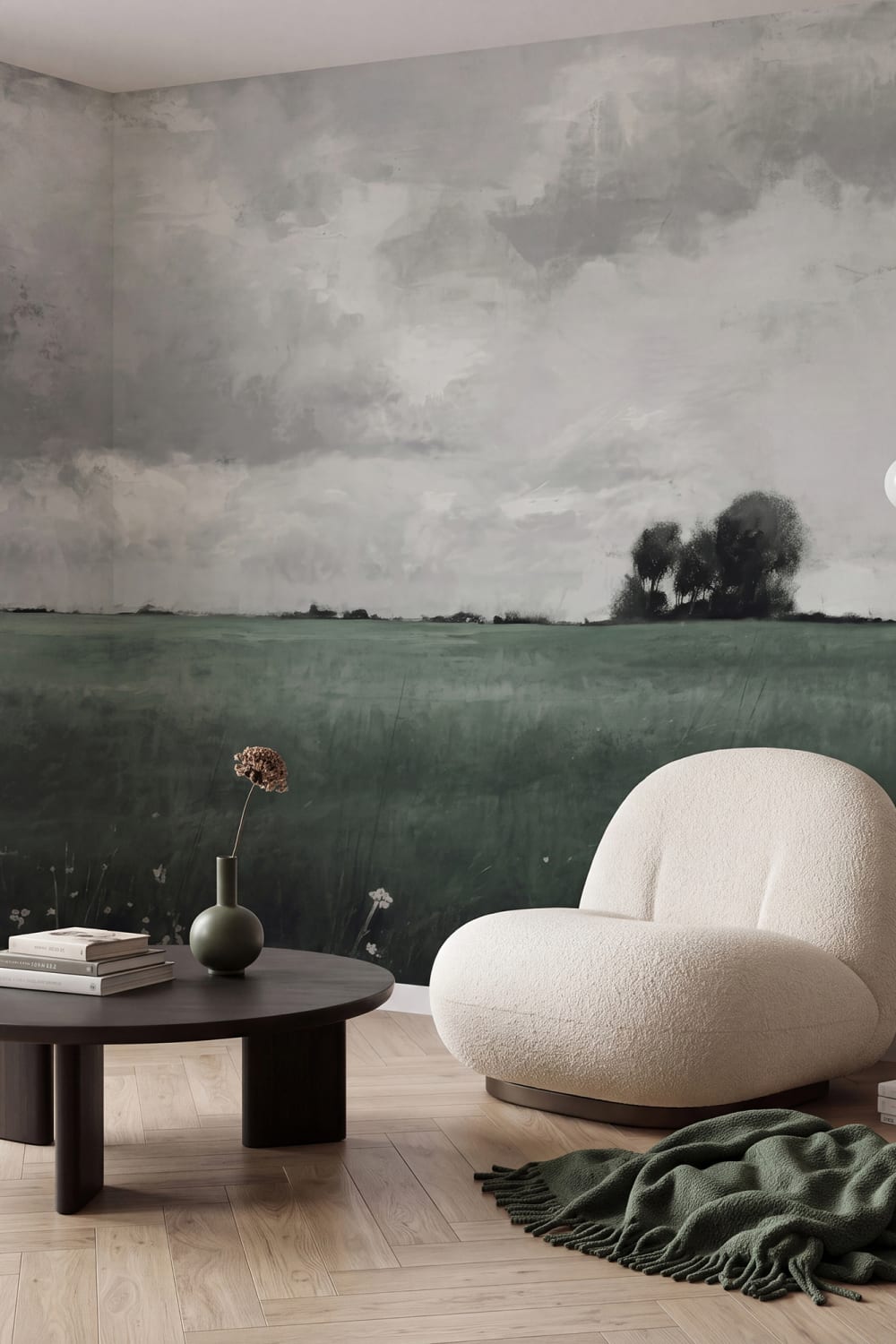 Misty Field, Dusty Teal - Murale - Rebel Walls