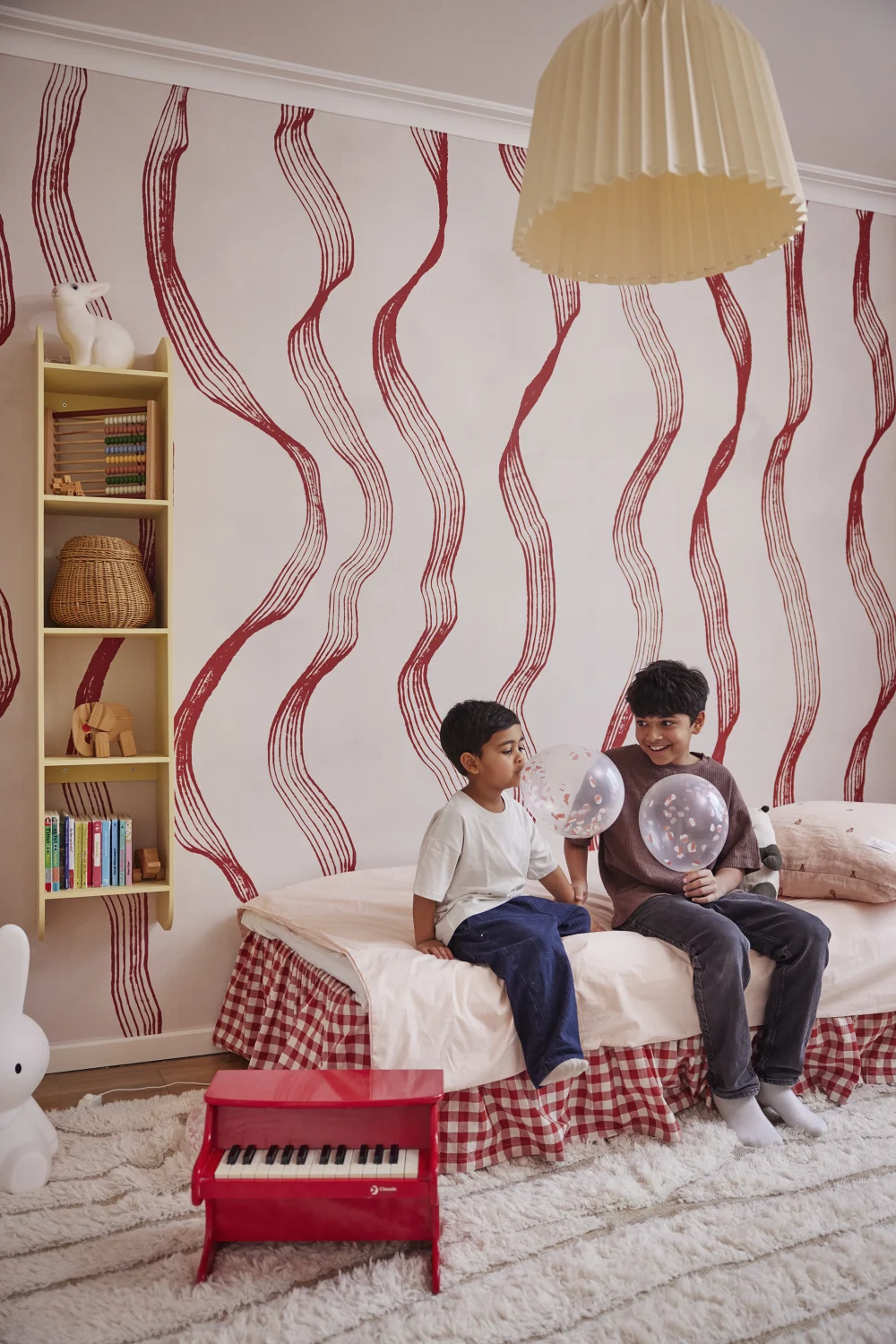 Wavy Red Ribbon Stripes