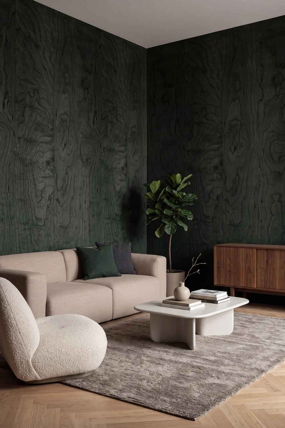 Luxurious Wood, Green - Wall Mural - Rebel Walls