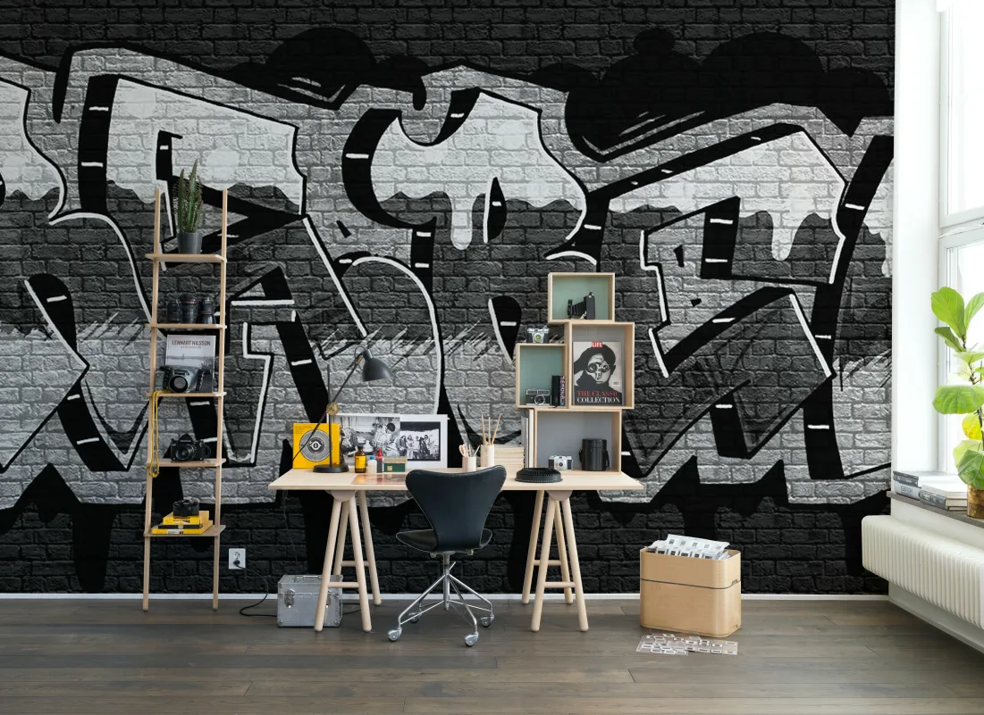 Graffiti Black And White Wallpaper