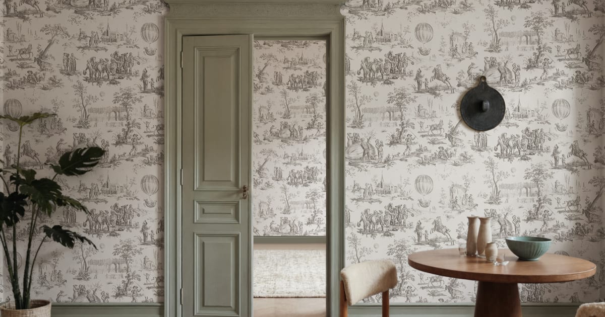 Heritage Toile Black – papier peint noir | Rebel Walls - Fresque Murale