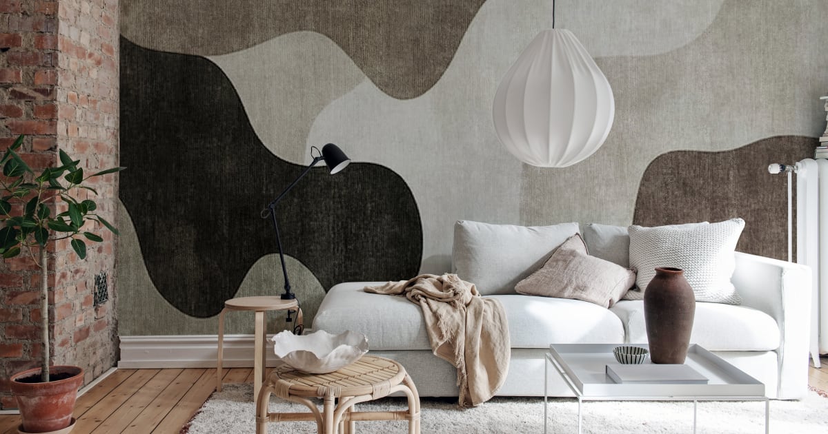 Abstract Patches, Brown - Wall Mural - Rebel Walls