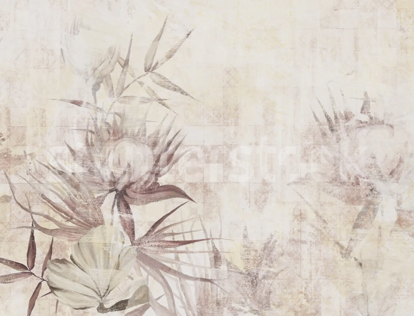 Motif floral délicat sur une surface usée et défraîchie
