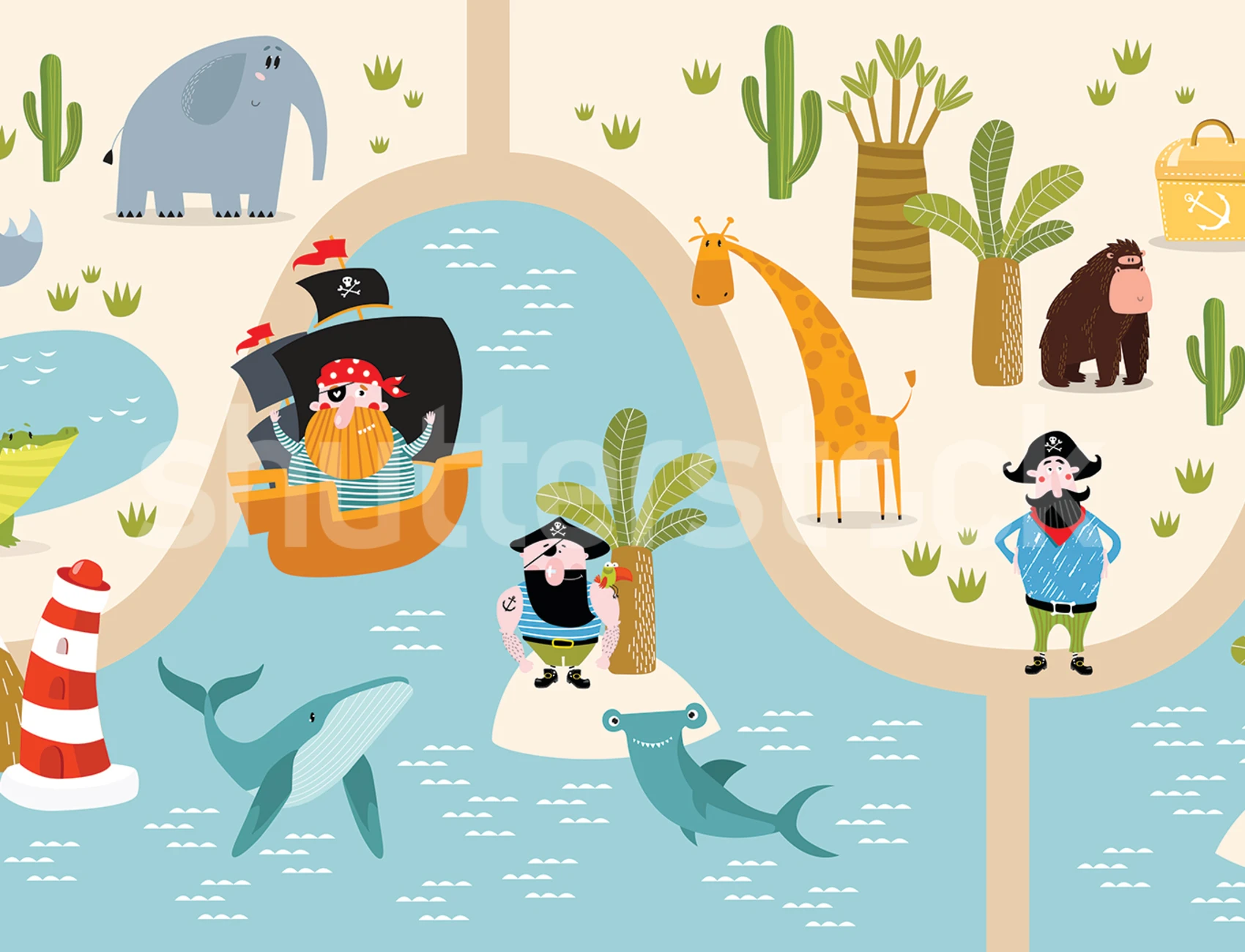 Avventura con i pirati e gli animali tropicali