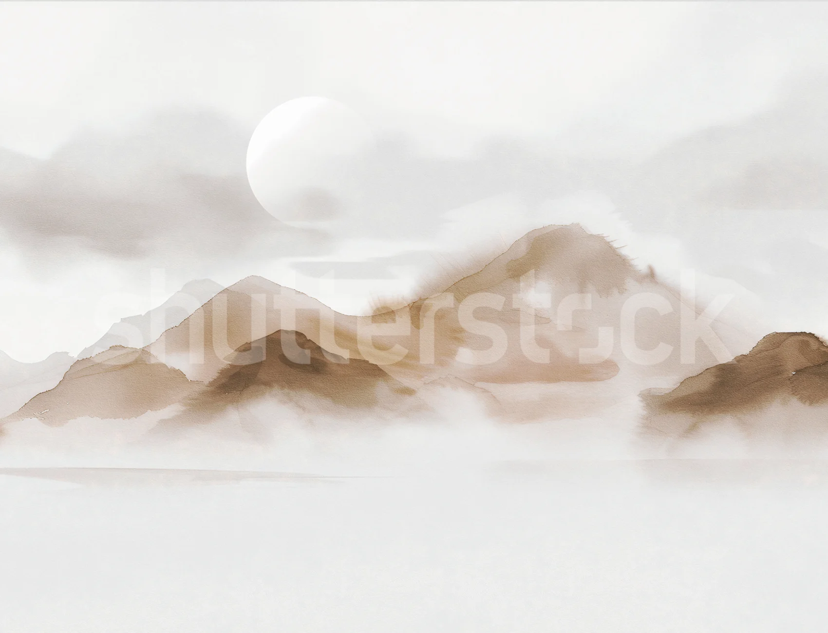 Rustgevende bergen in een beige tint