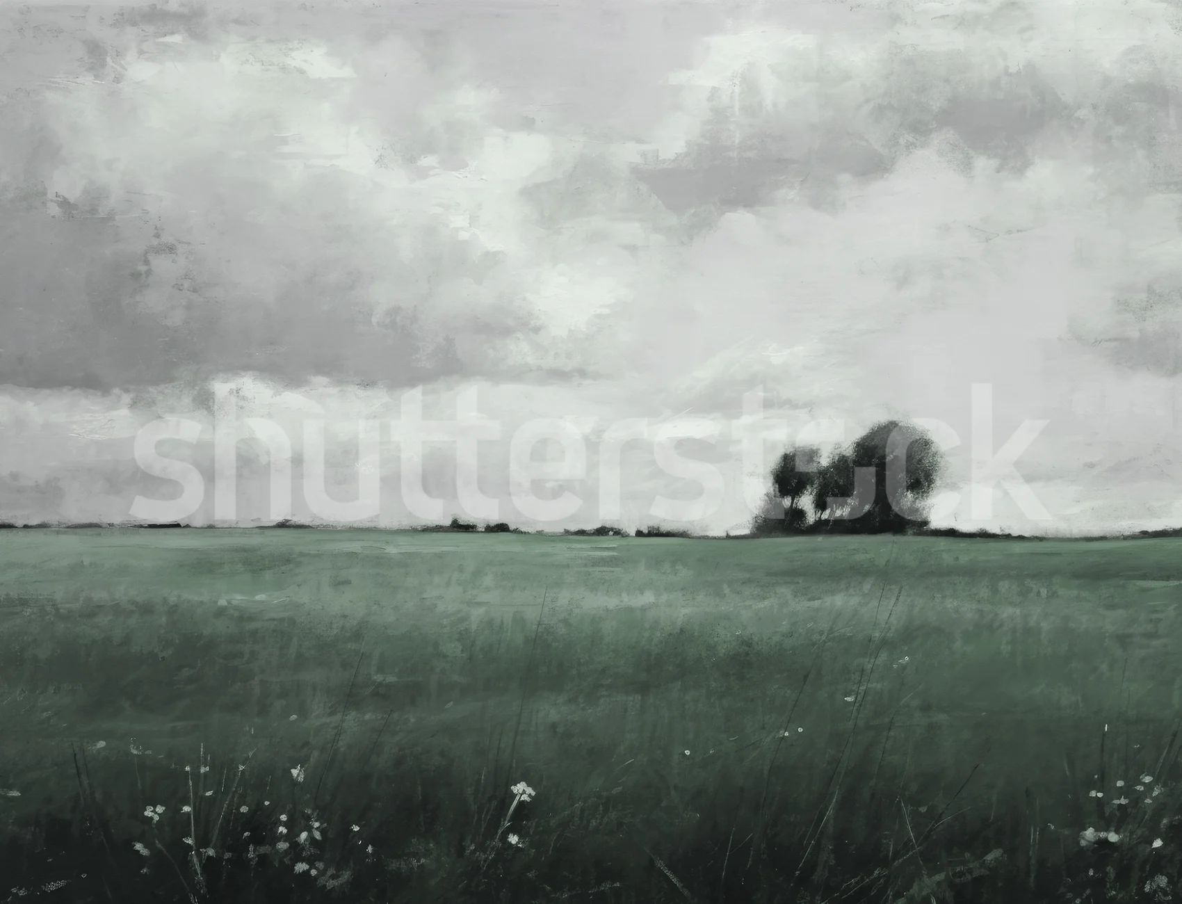 Misty Field, Dusty Teal - Murale - Rebel Walls