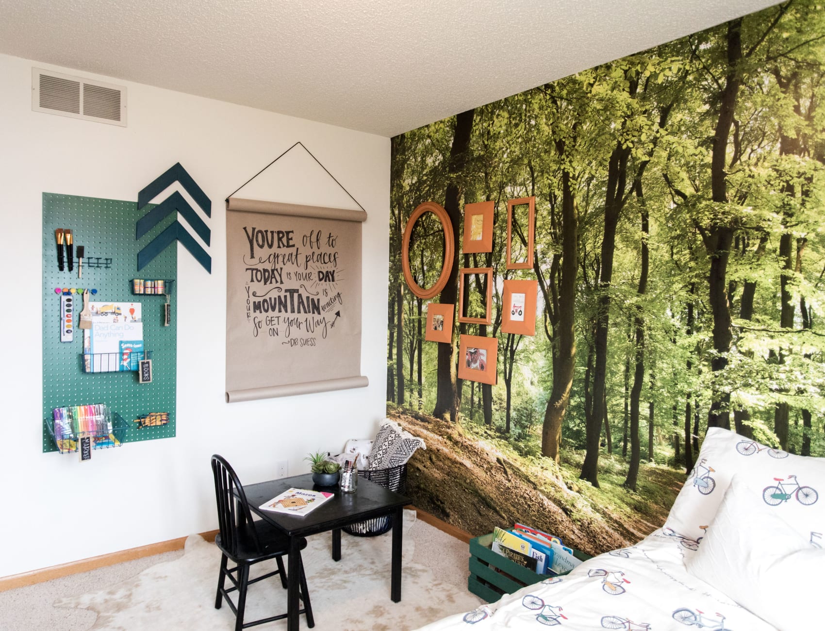 Wall mural with forest motif