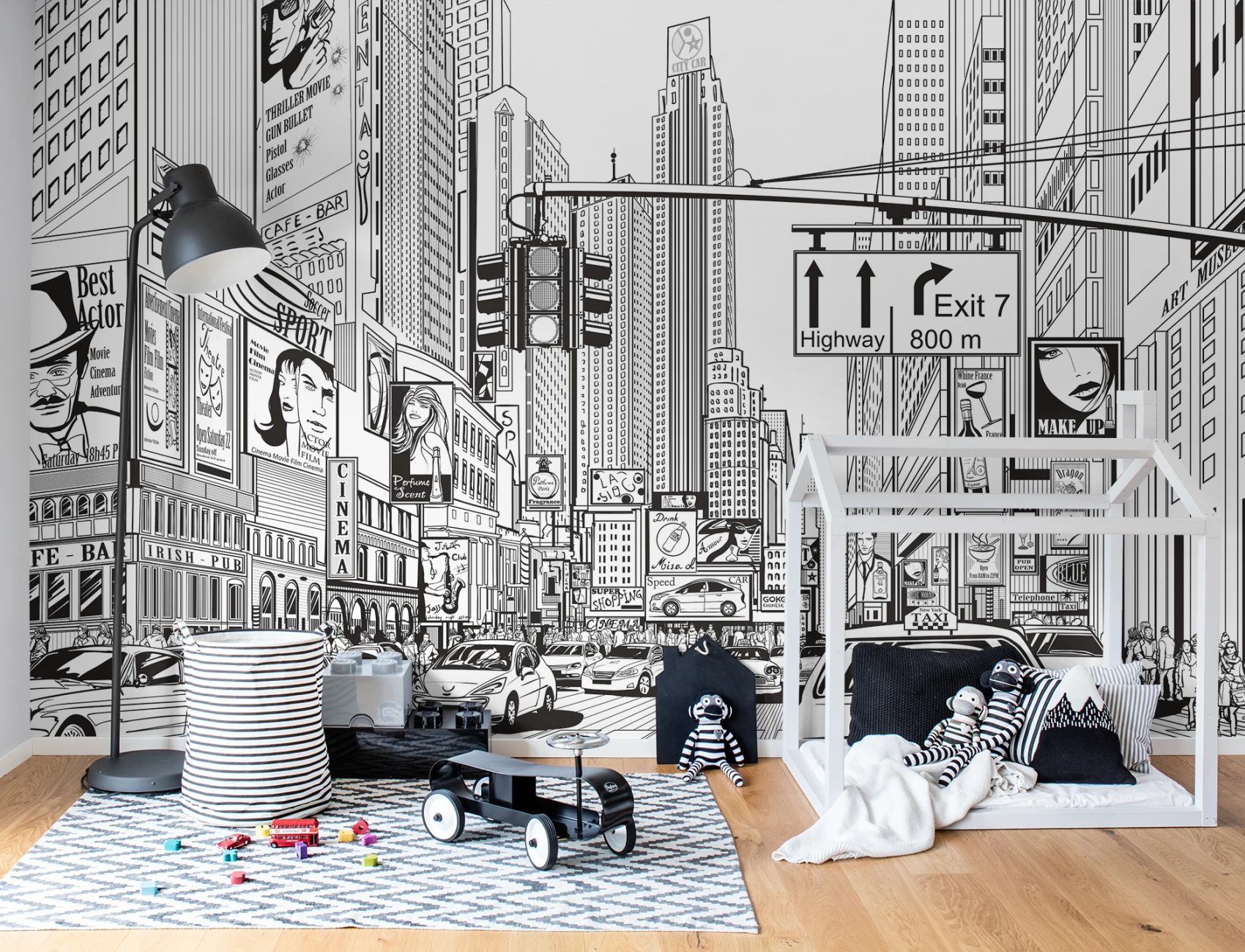 Grafisch New York geïllustreerd cartoon behang