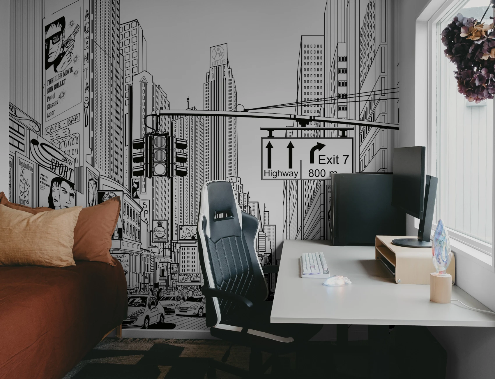 Grafisch New York geïllustreerd cartoon behang