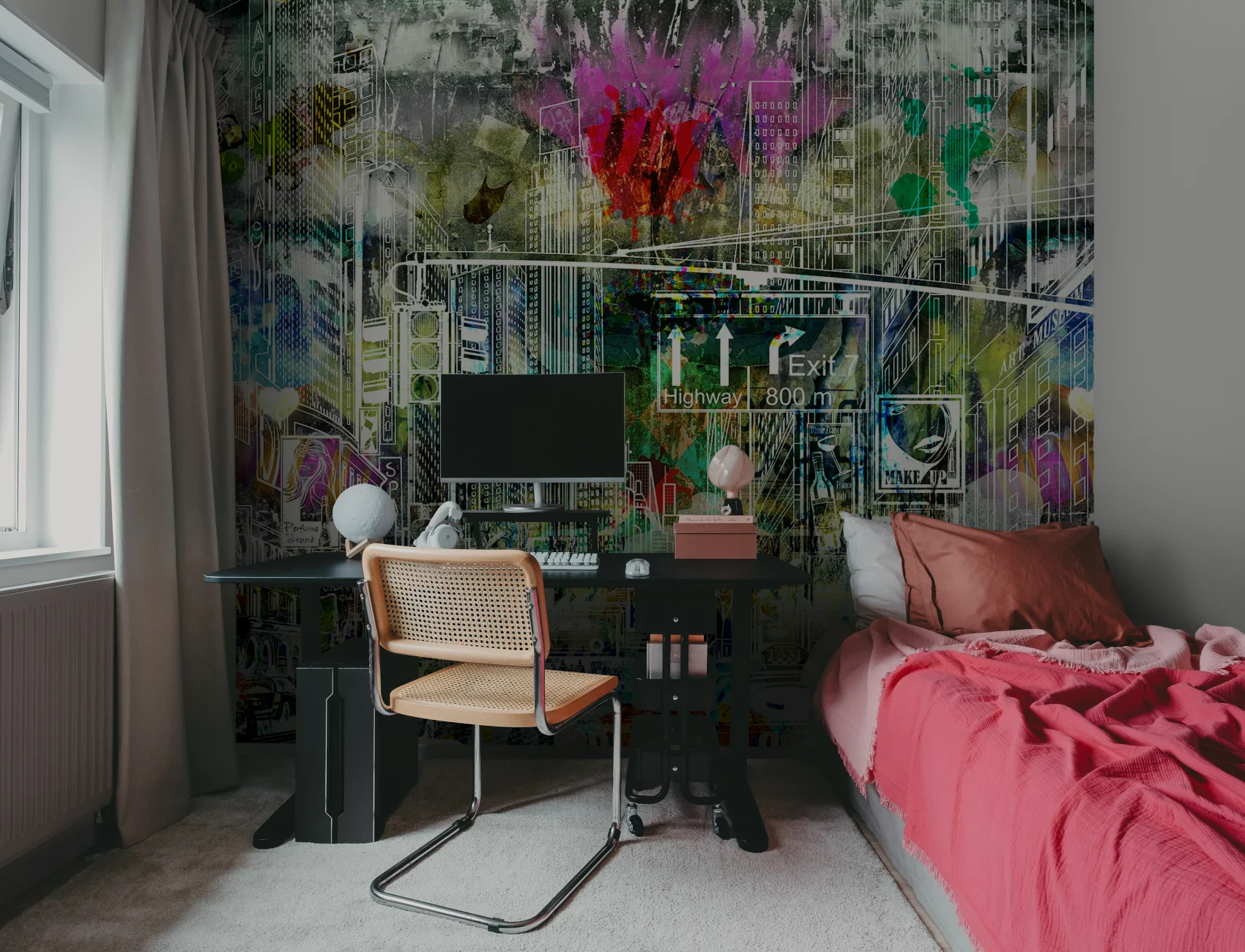 Wall mural with New York graffiti