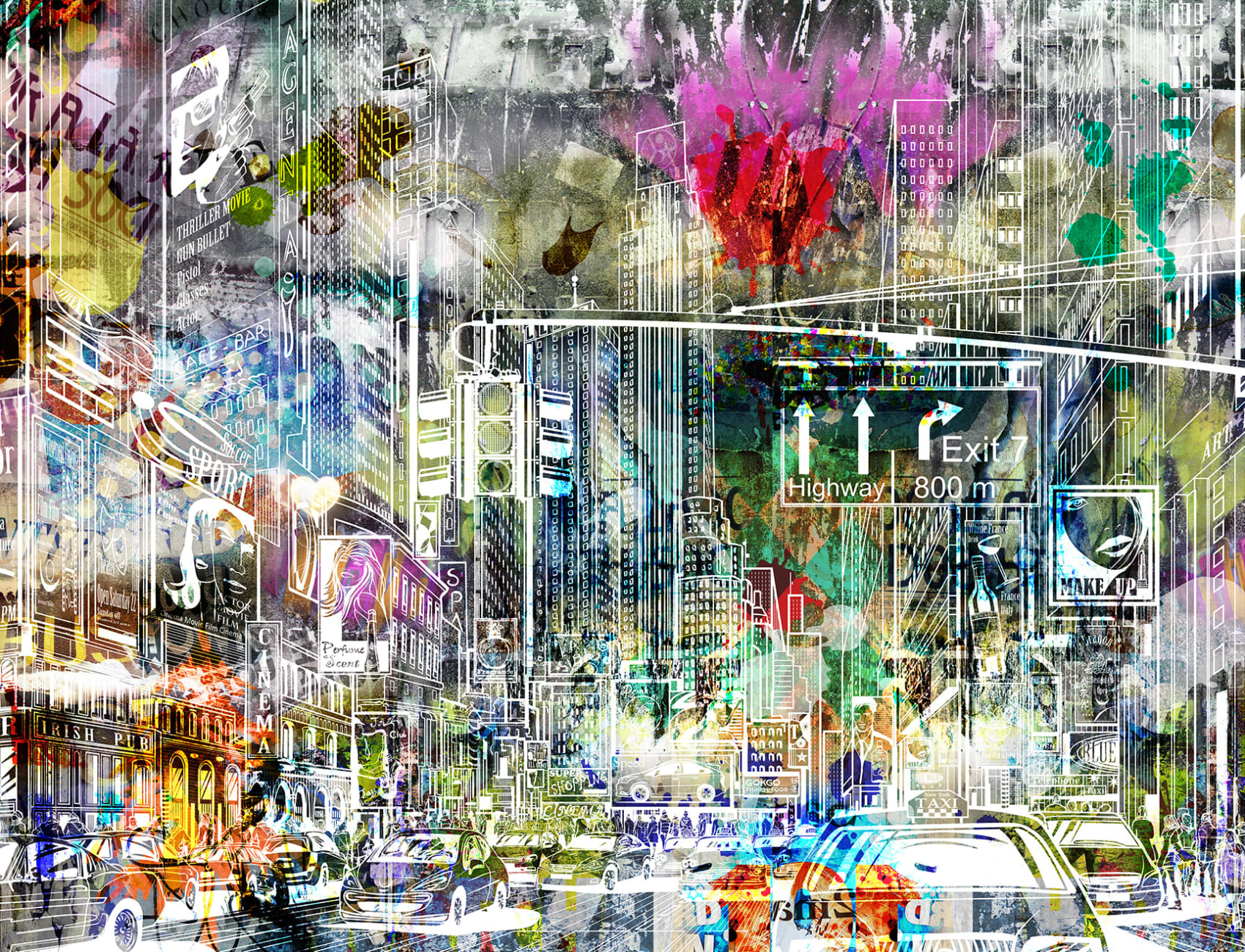 Wall mural with New York graffiti