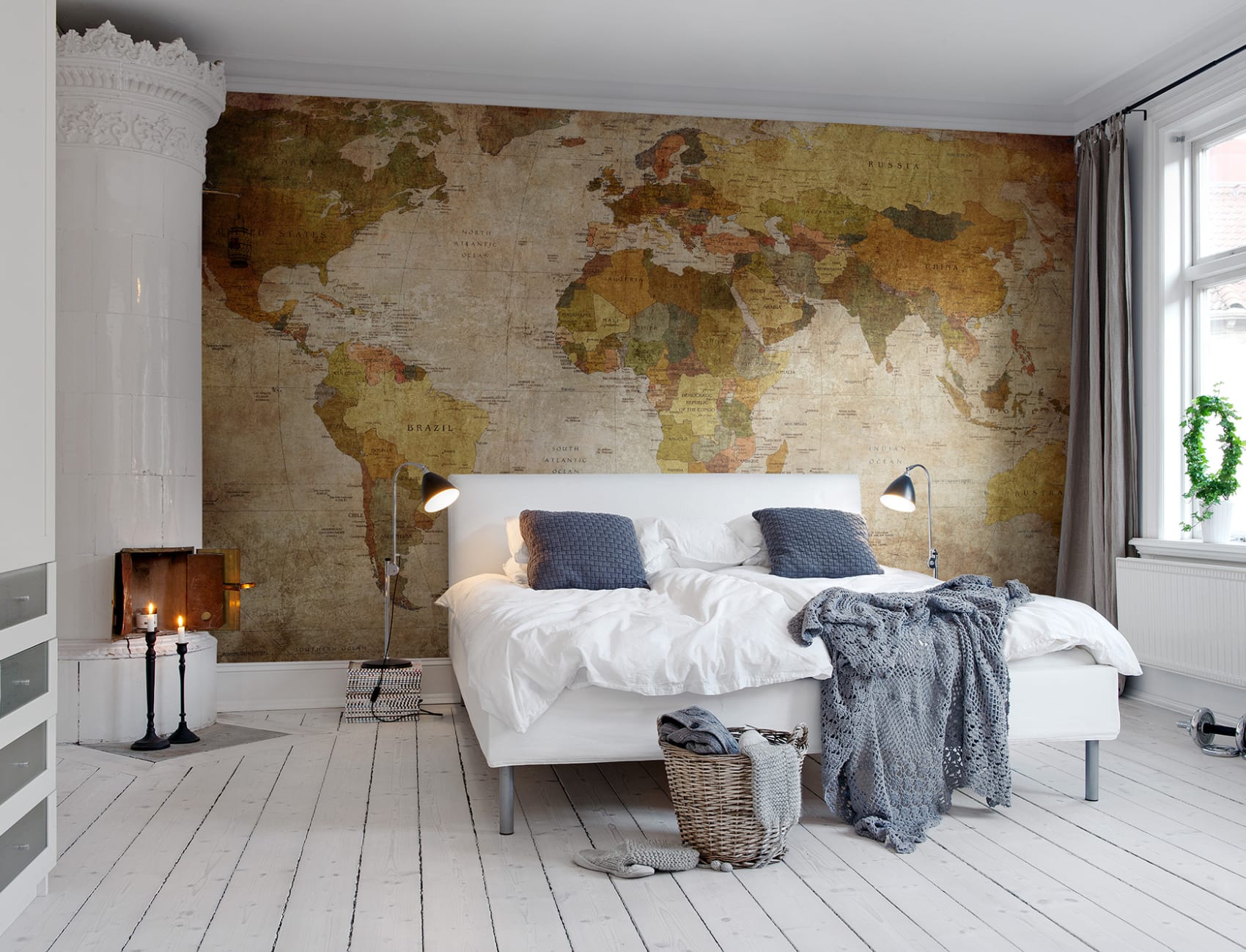 A classic and beautiful world map wall mural