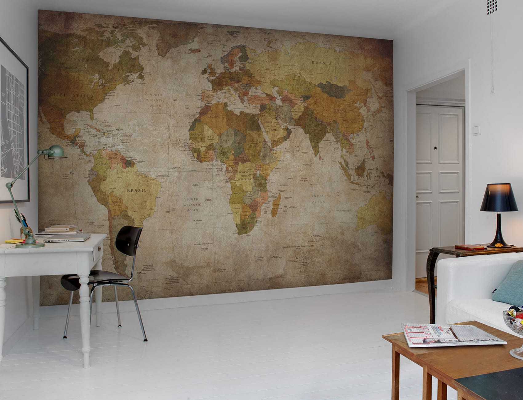 A classic and beautiful world map wall mural