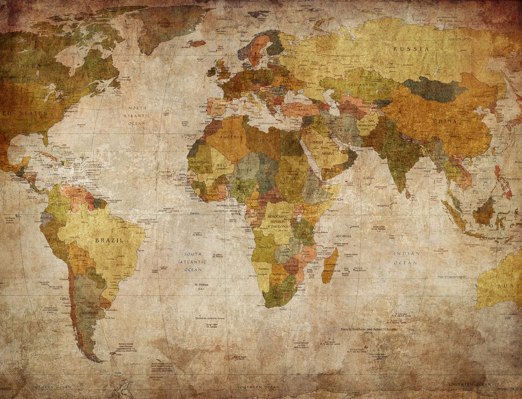 A classic and beautiful world map wall mural