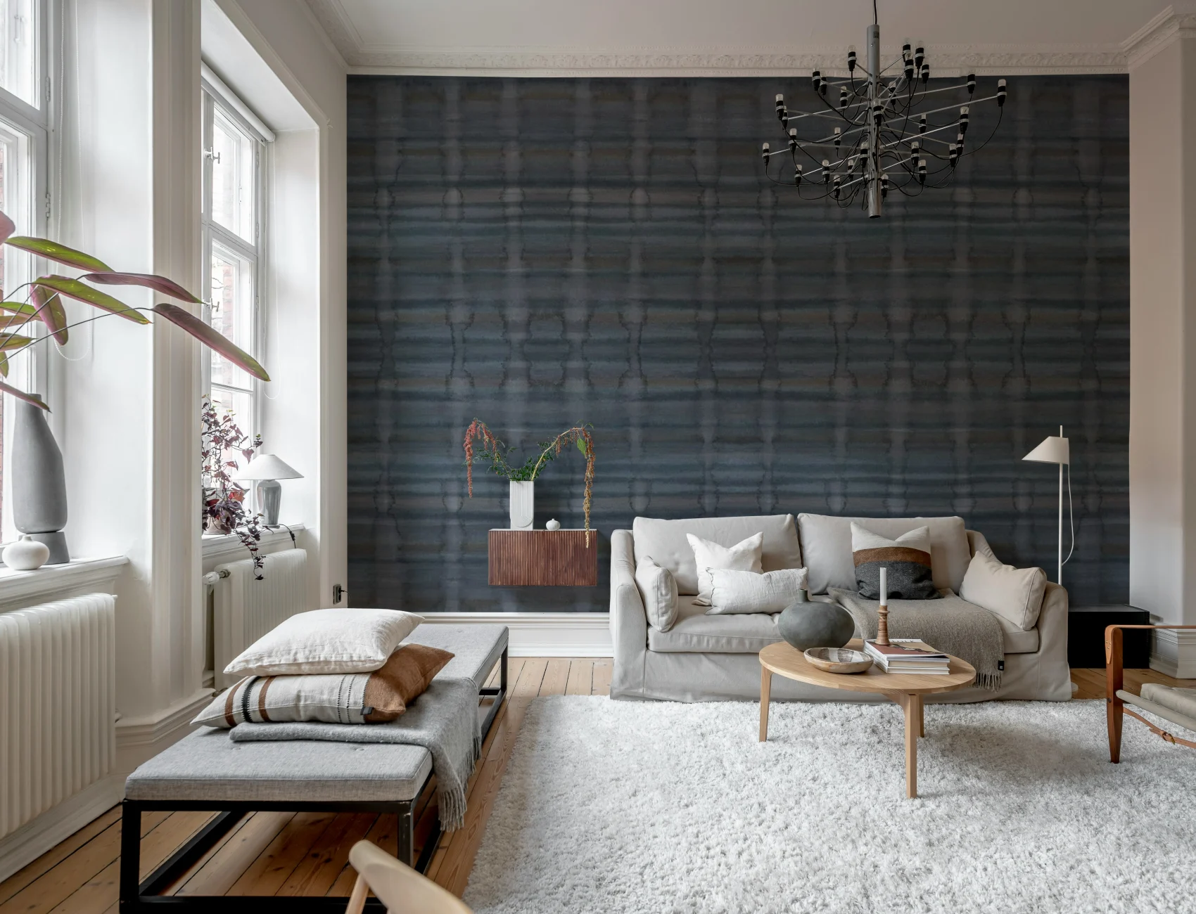 Papier peint de luxe foncé dans les tons bleus