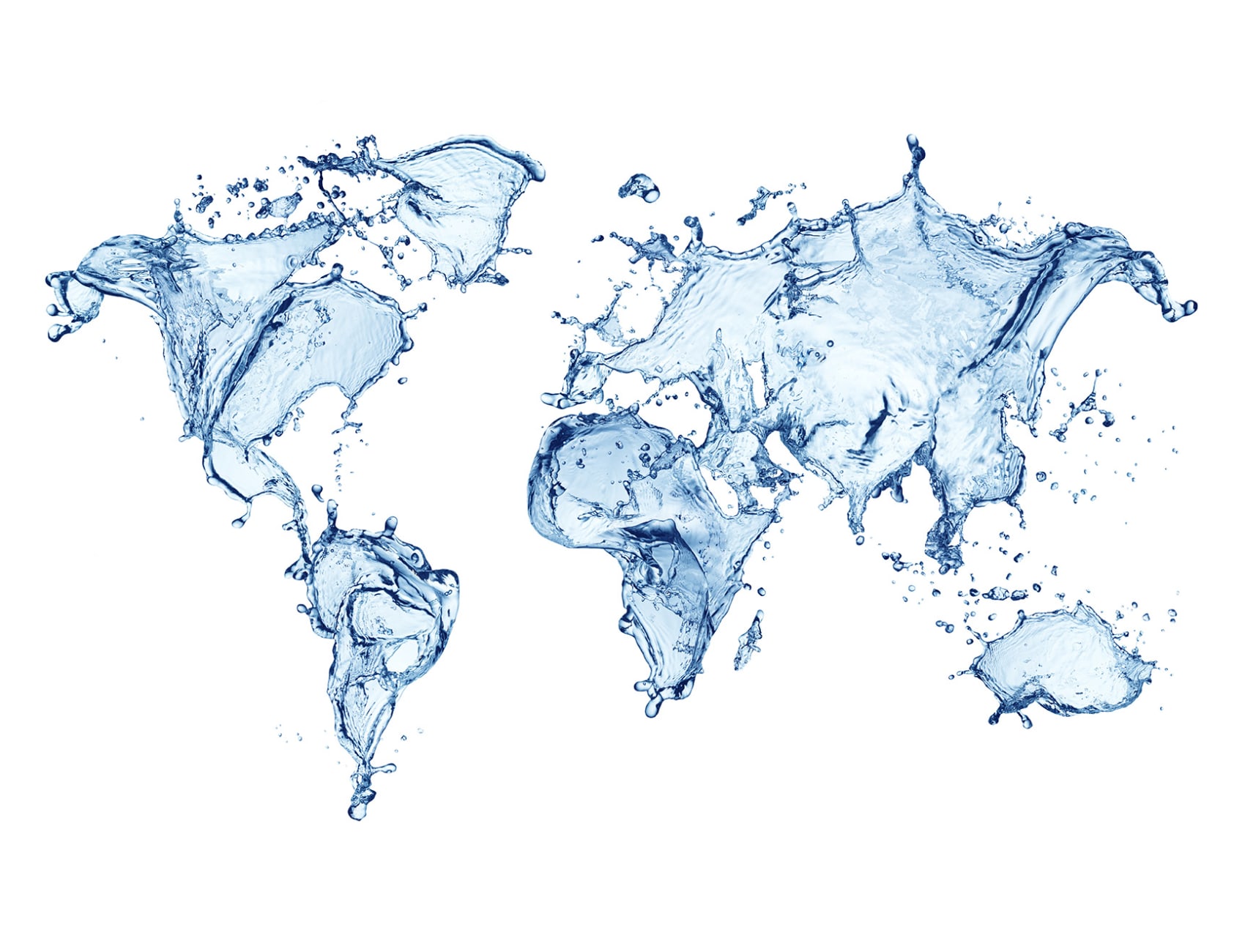 Peinture murale unique de la carte du monde bleue