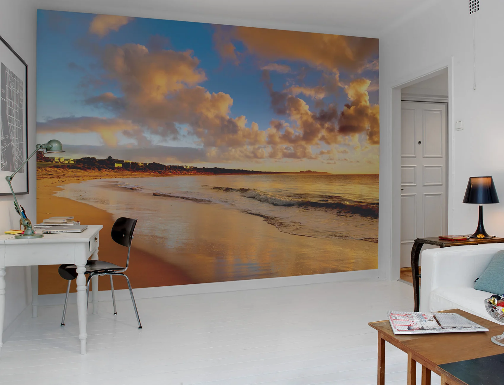 Sunset beach wall mural