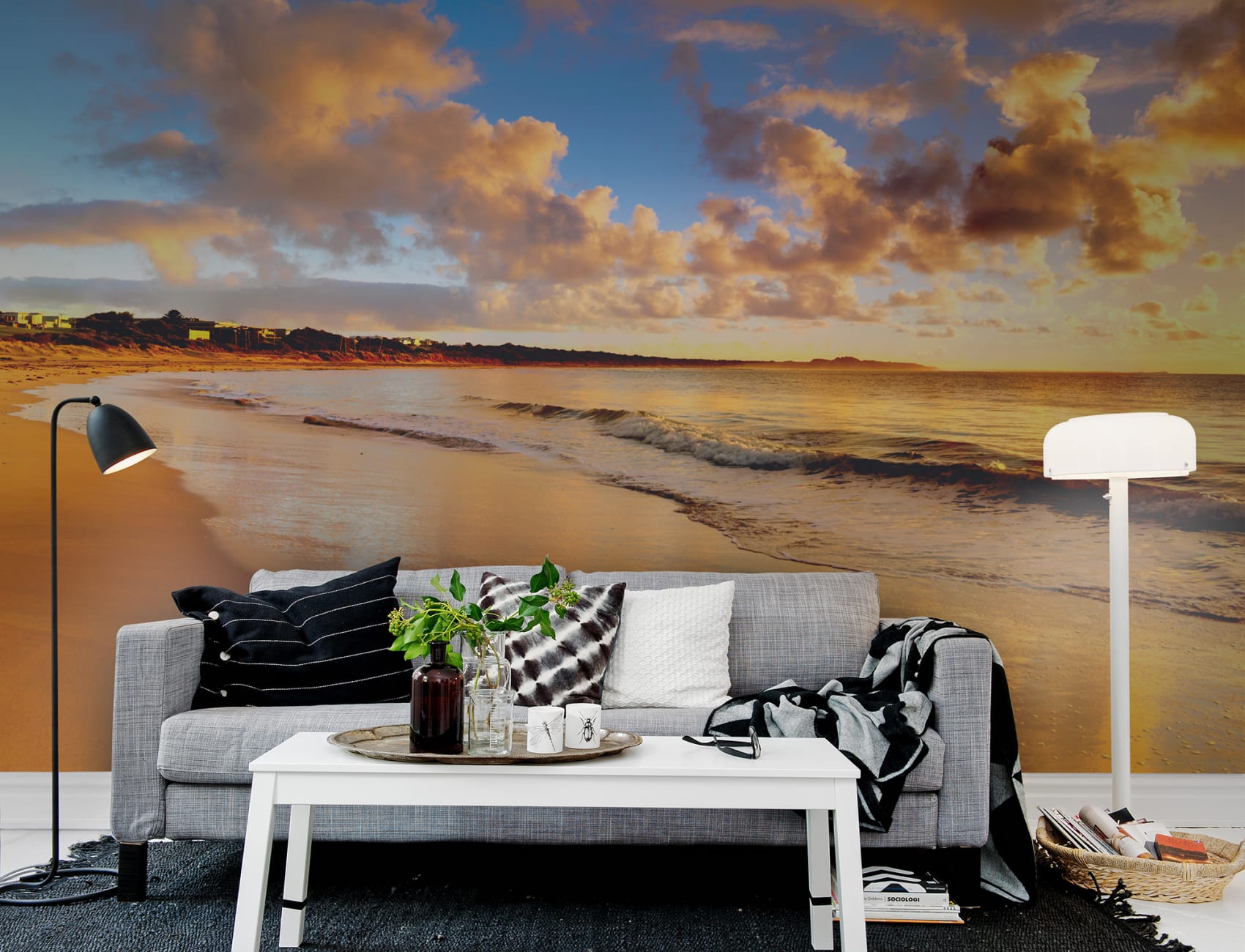 Sunset beach wall mural