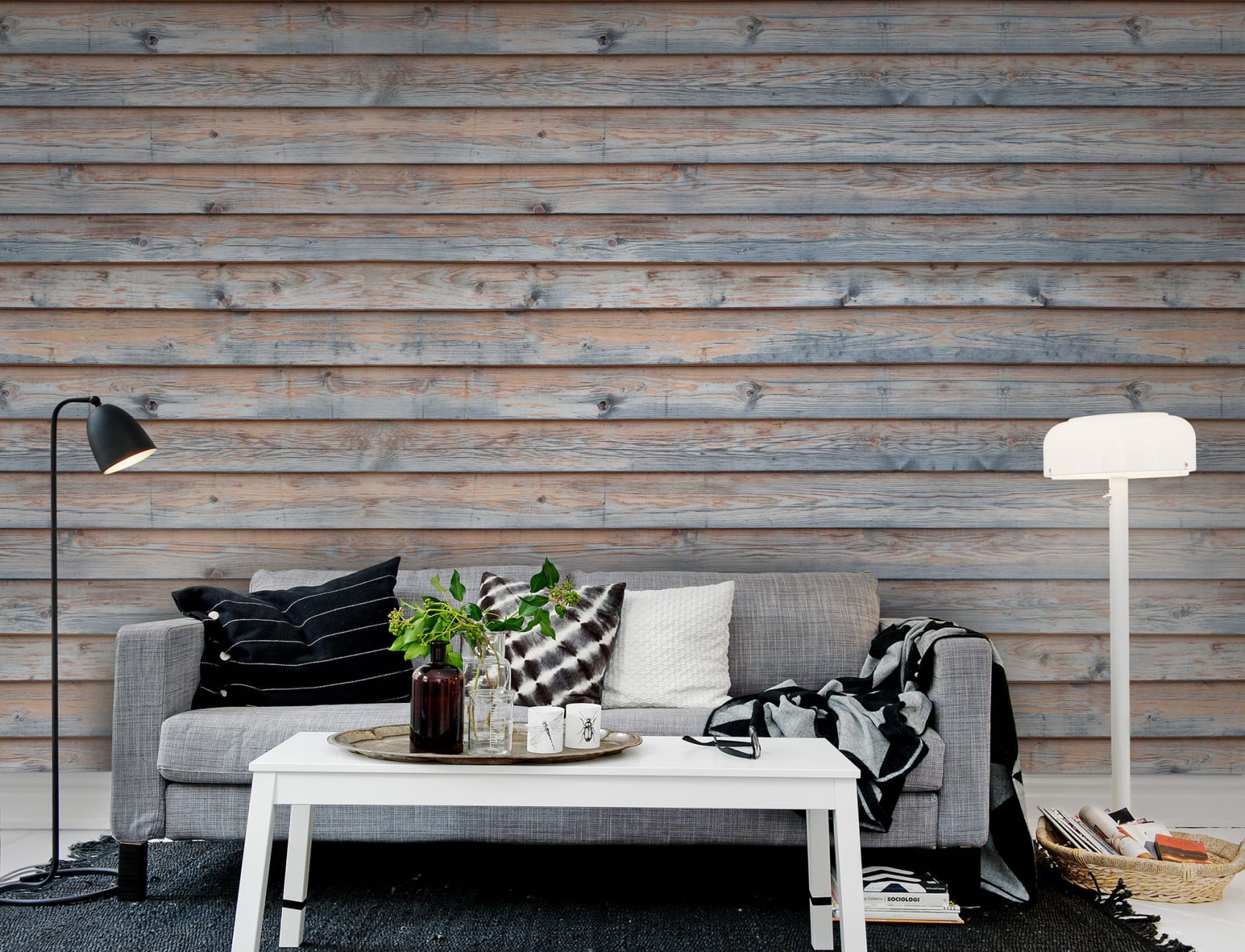 Papier peint brillant qui ressemble à des planches de bois réalistes