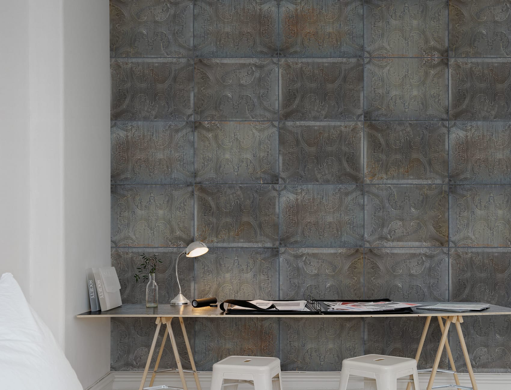 Wallpaper tiles of steel