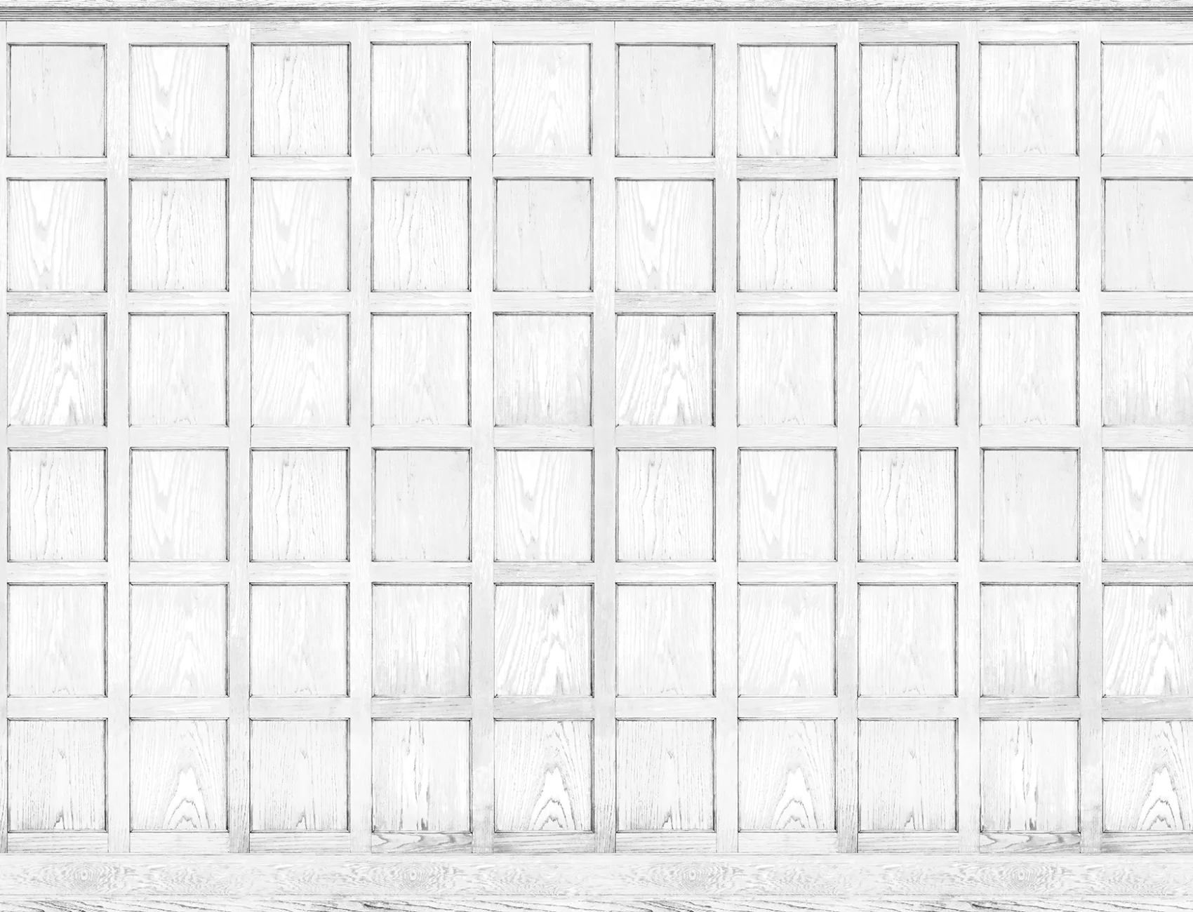 Witte 3D muurschildering die eruitziet als houten panelen