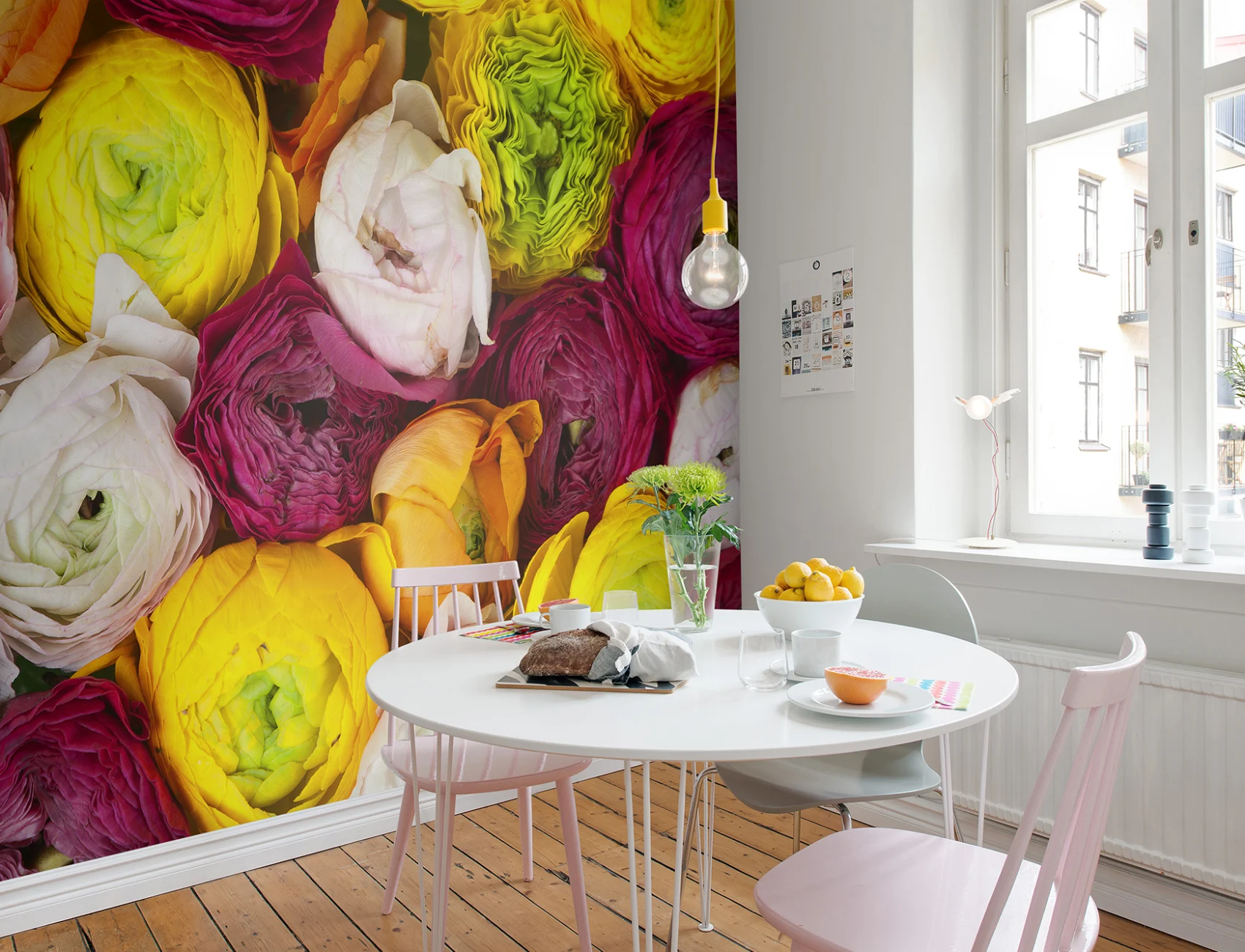 Bright colored flower wall mural