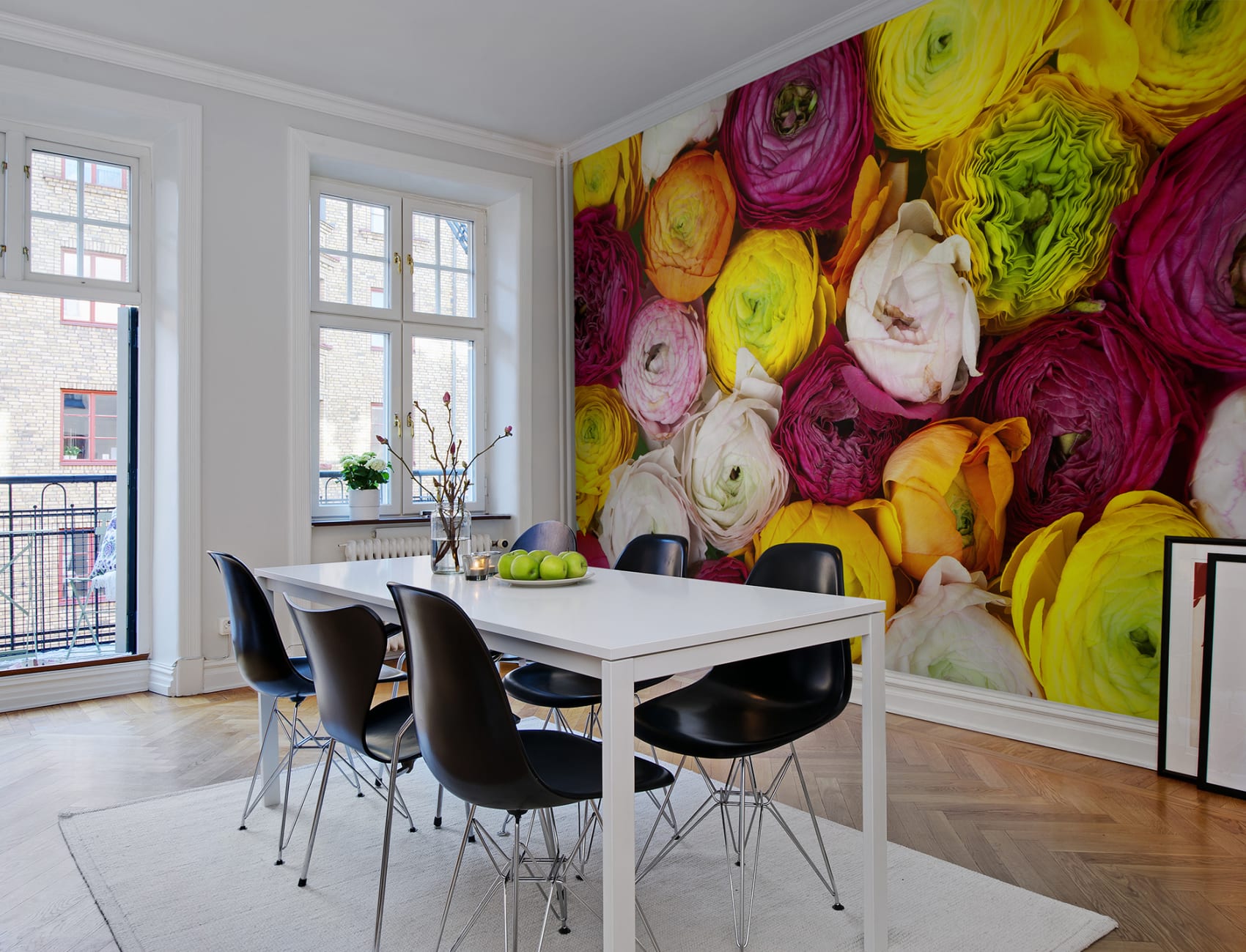 Bright colored flower wall mural