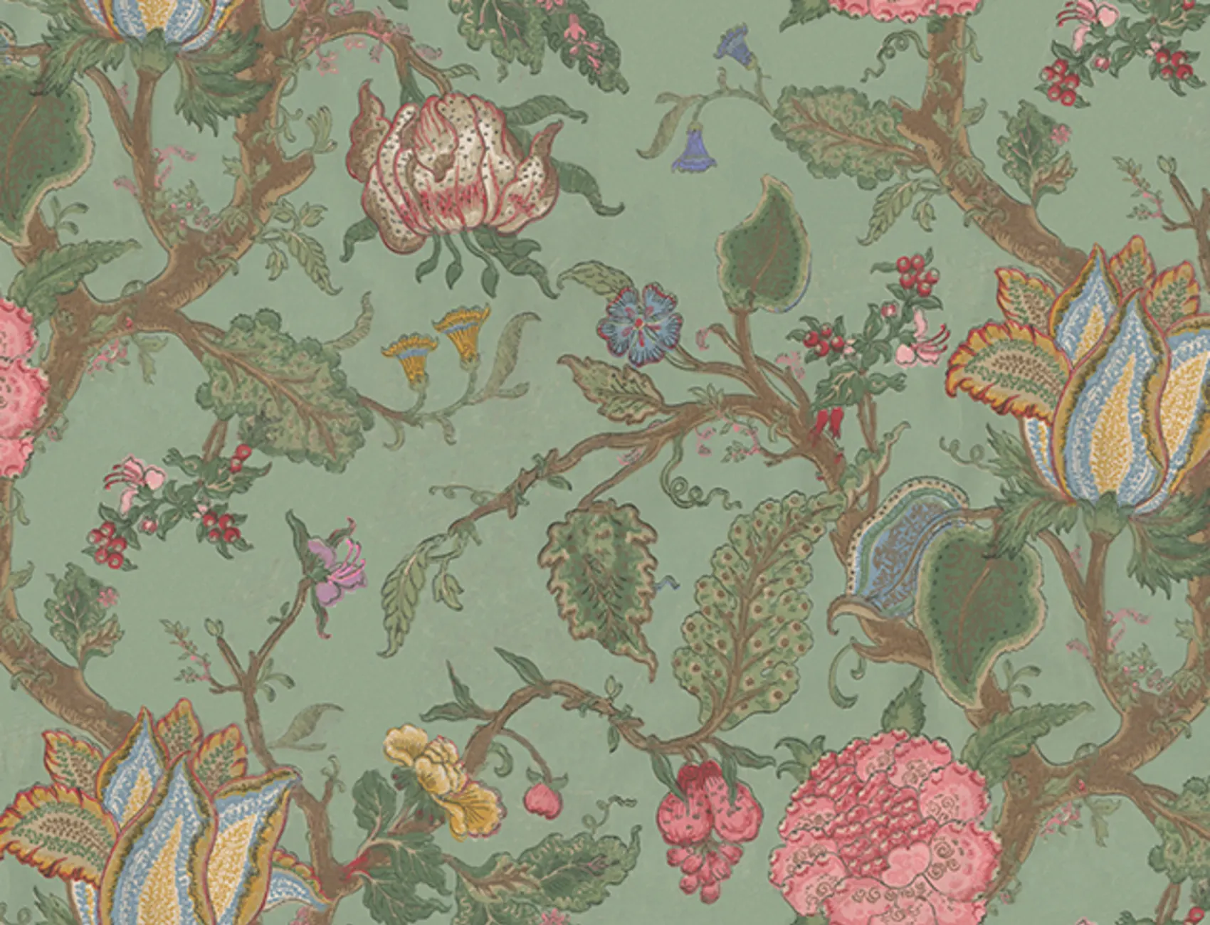 Wall mural that looks like old original vintage wallpaper