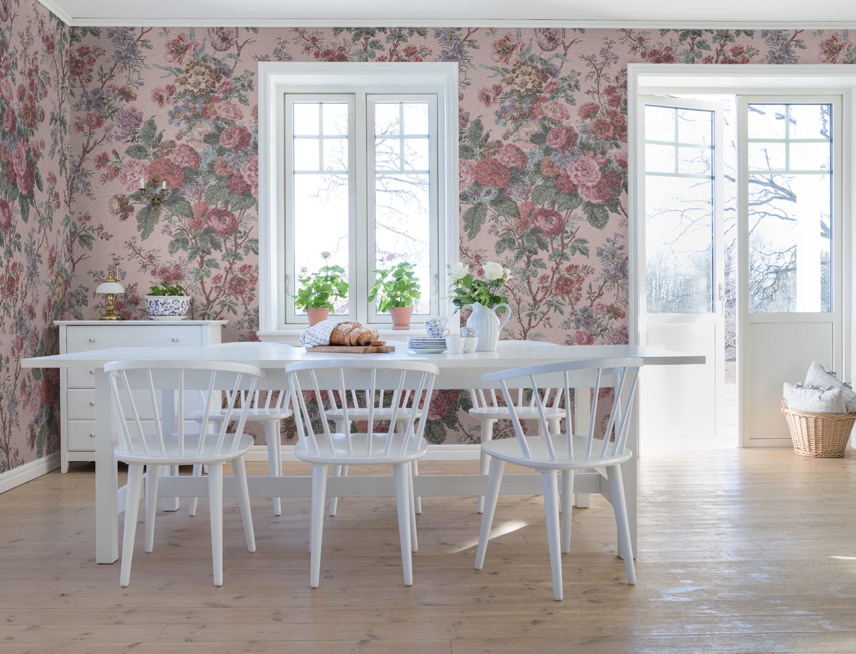 A floral romance wall mural design