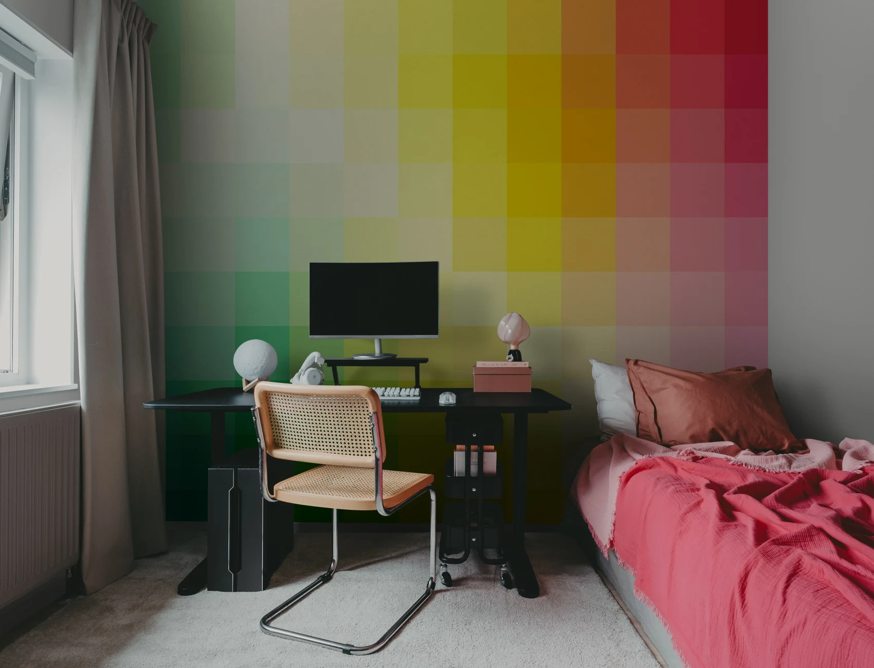 Eine Regenbogen-Tapete im quadratischen Look