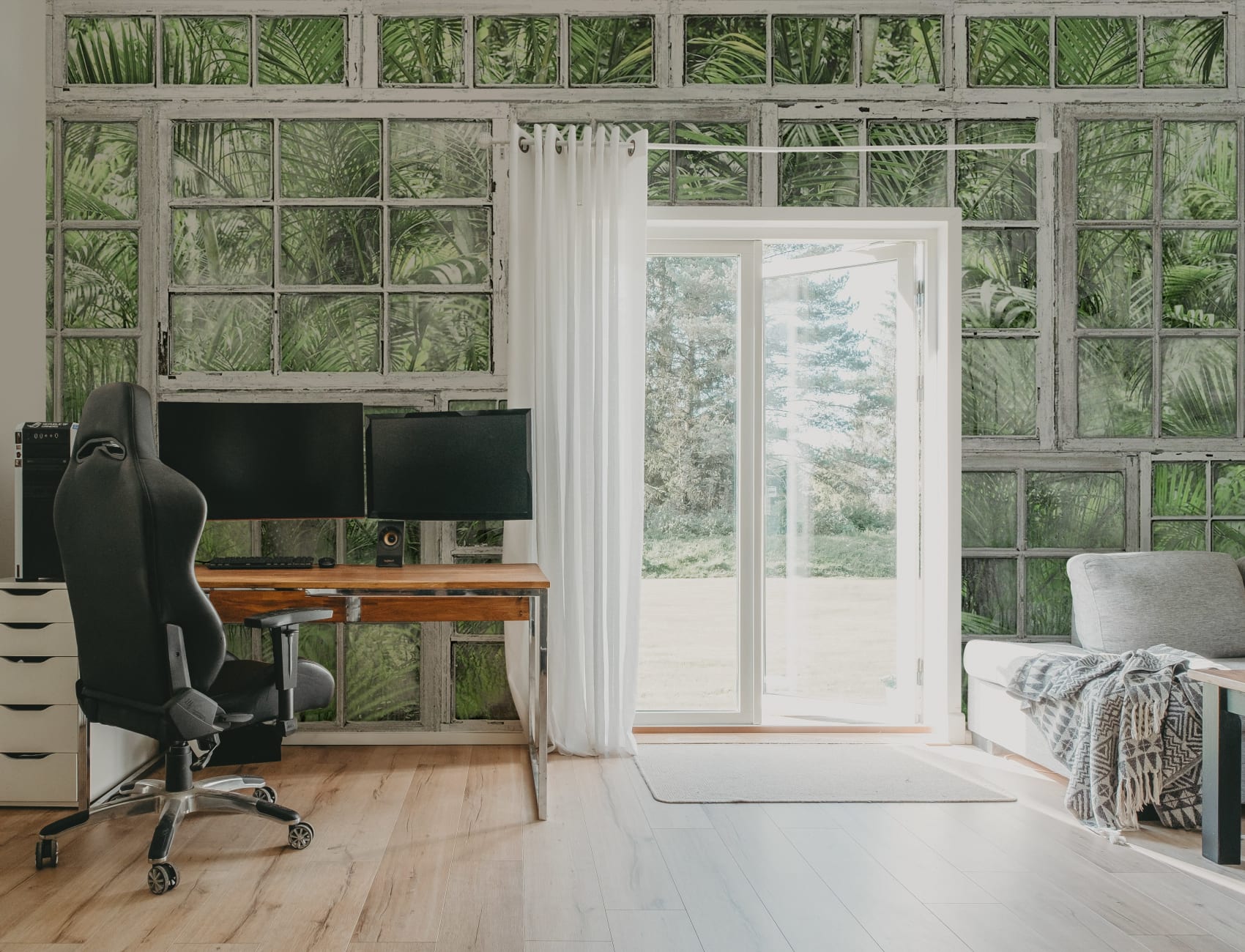Add a touch of overgrowth with this wall mural