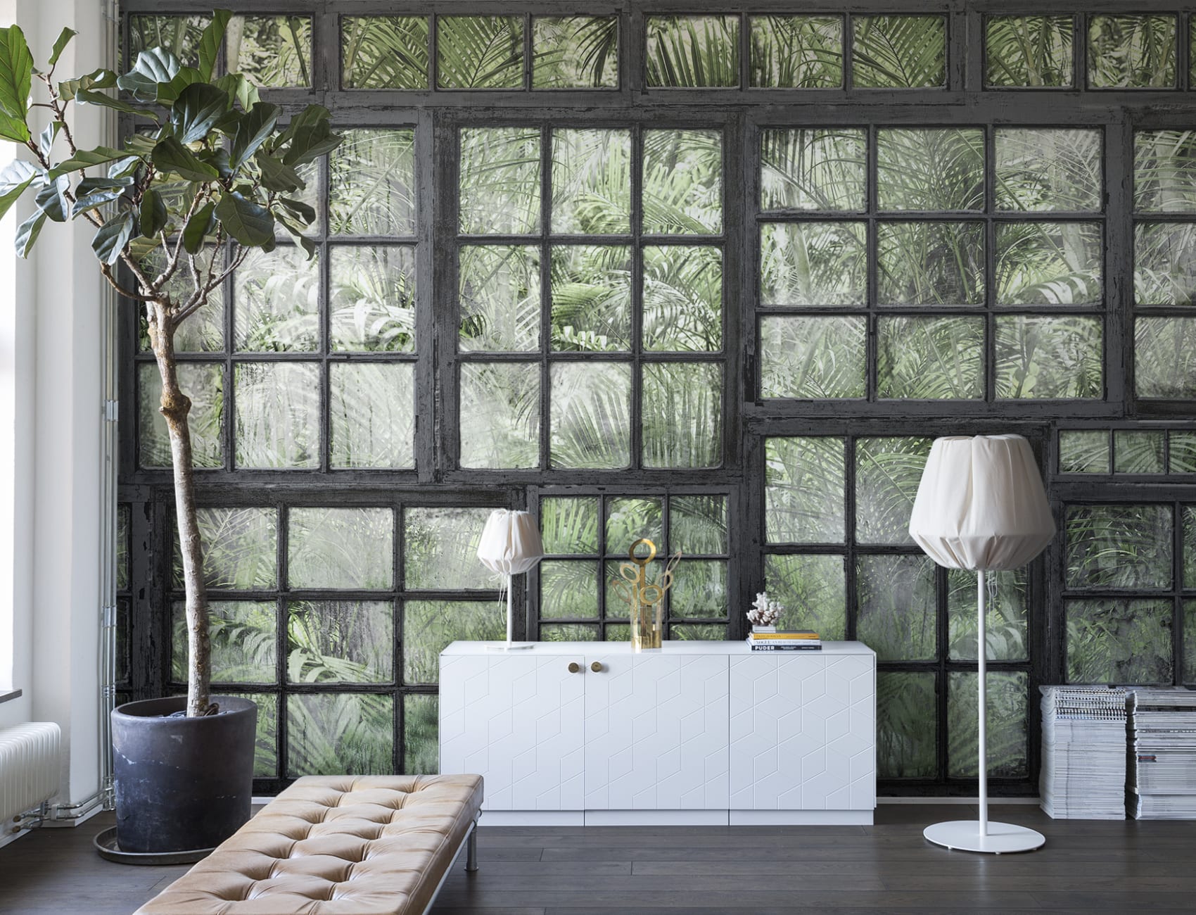 Papier peint jungle industrielle