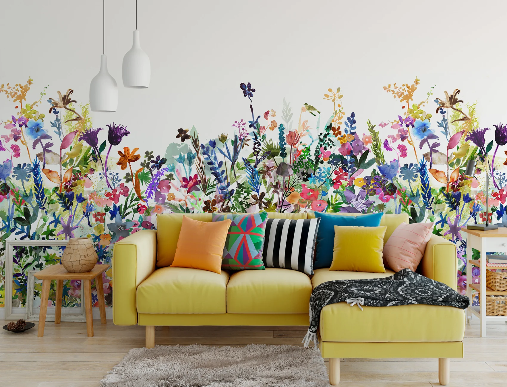 WATERCOLOR WILDFLOWER MURAL
