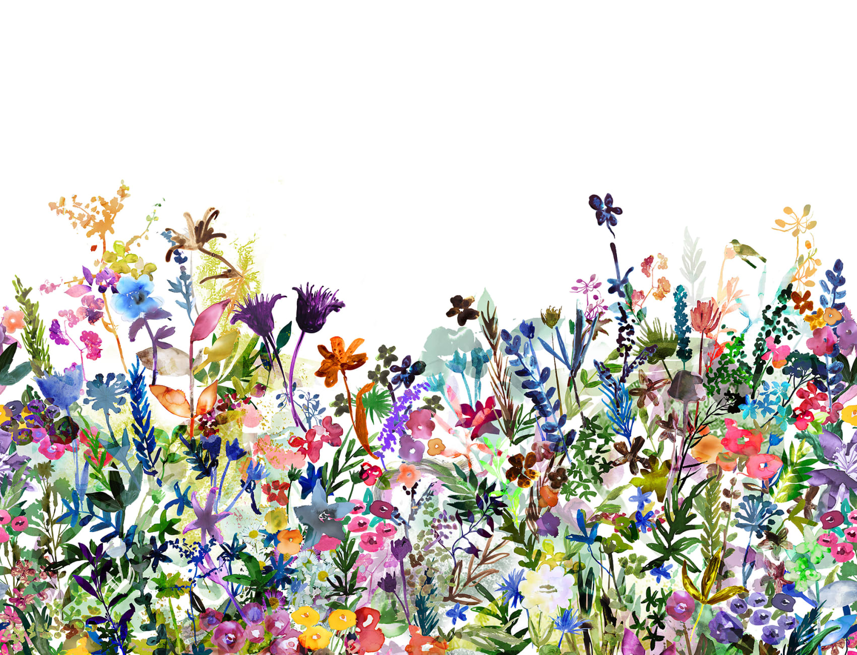 WATERCOLOR WILDFLOWER WALL MURAL