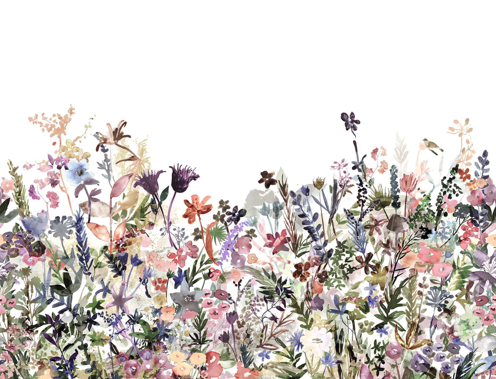 Wildblumen-Muster in zarten Aquarelltönen