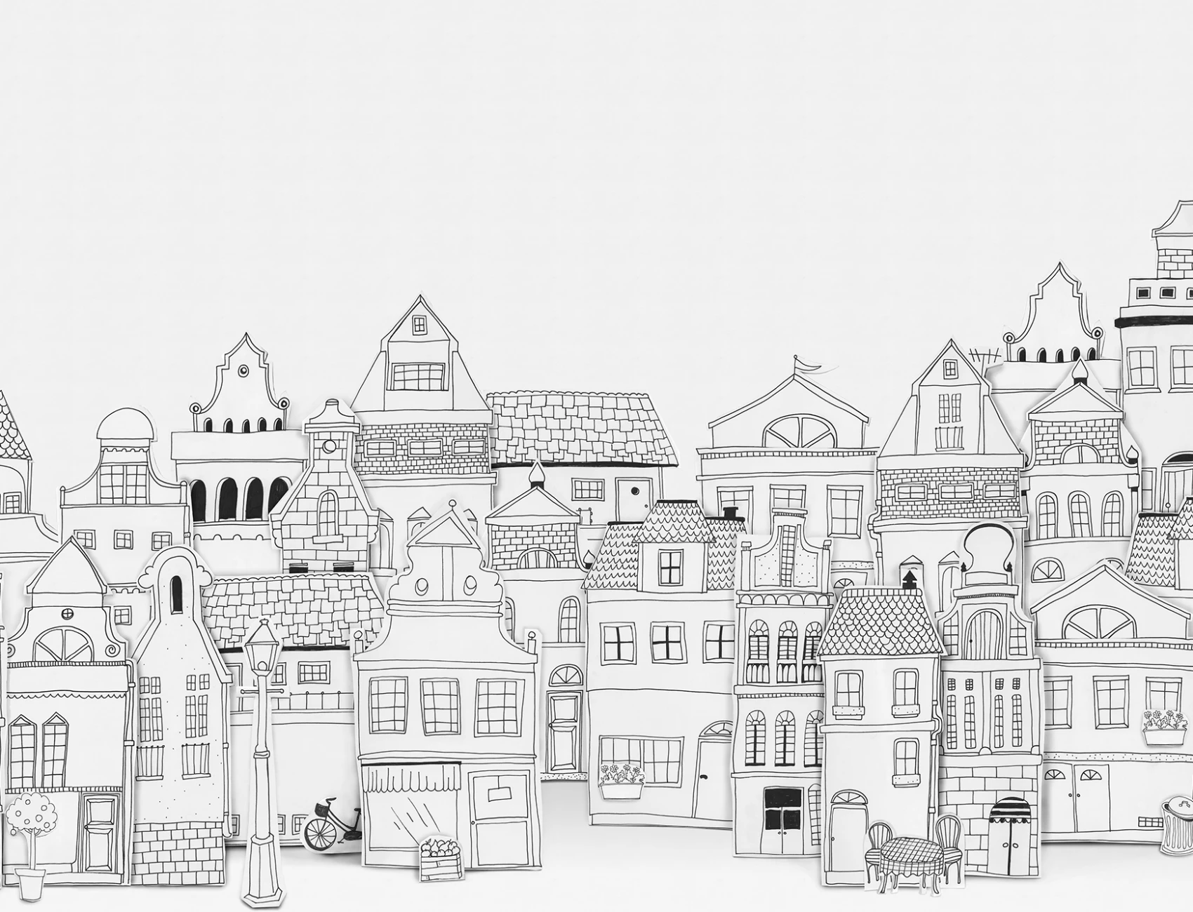 OUTLINED HOUSES IN A ROW