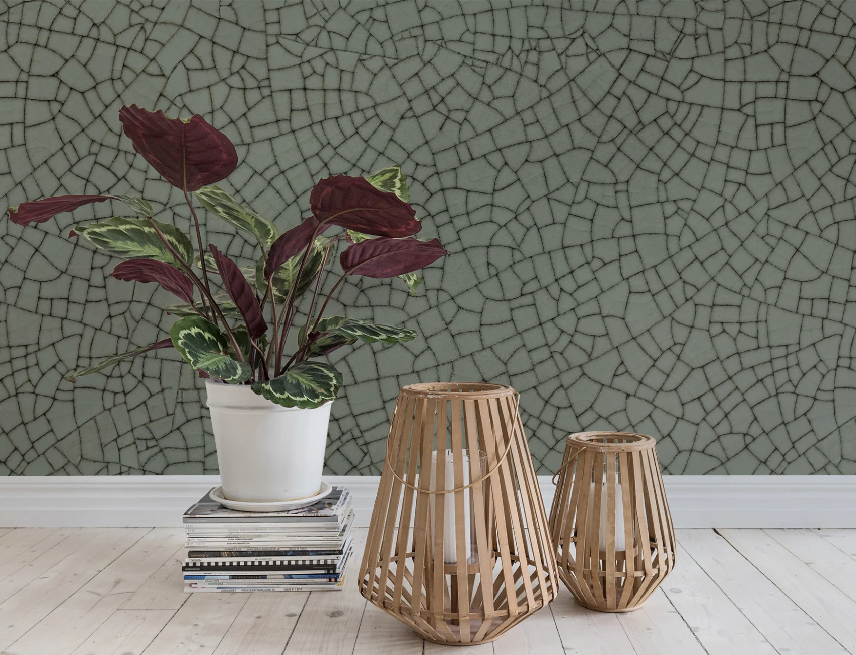 Sophisticated soft-green crackle design