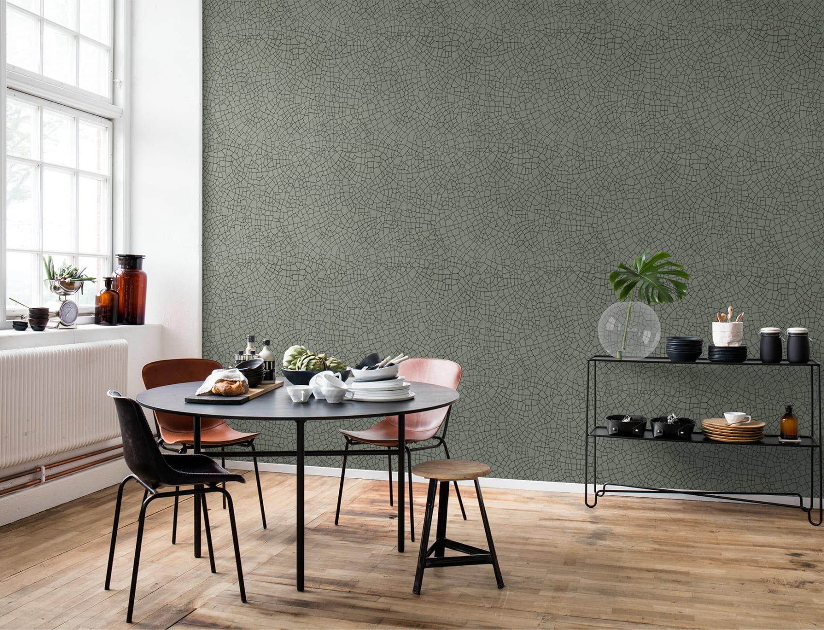 Sophisticated soft-green crackle design