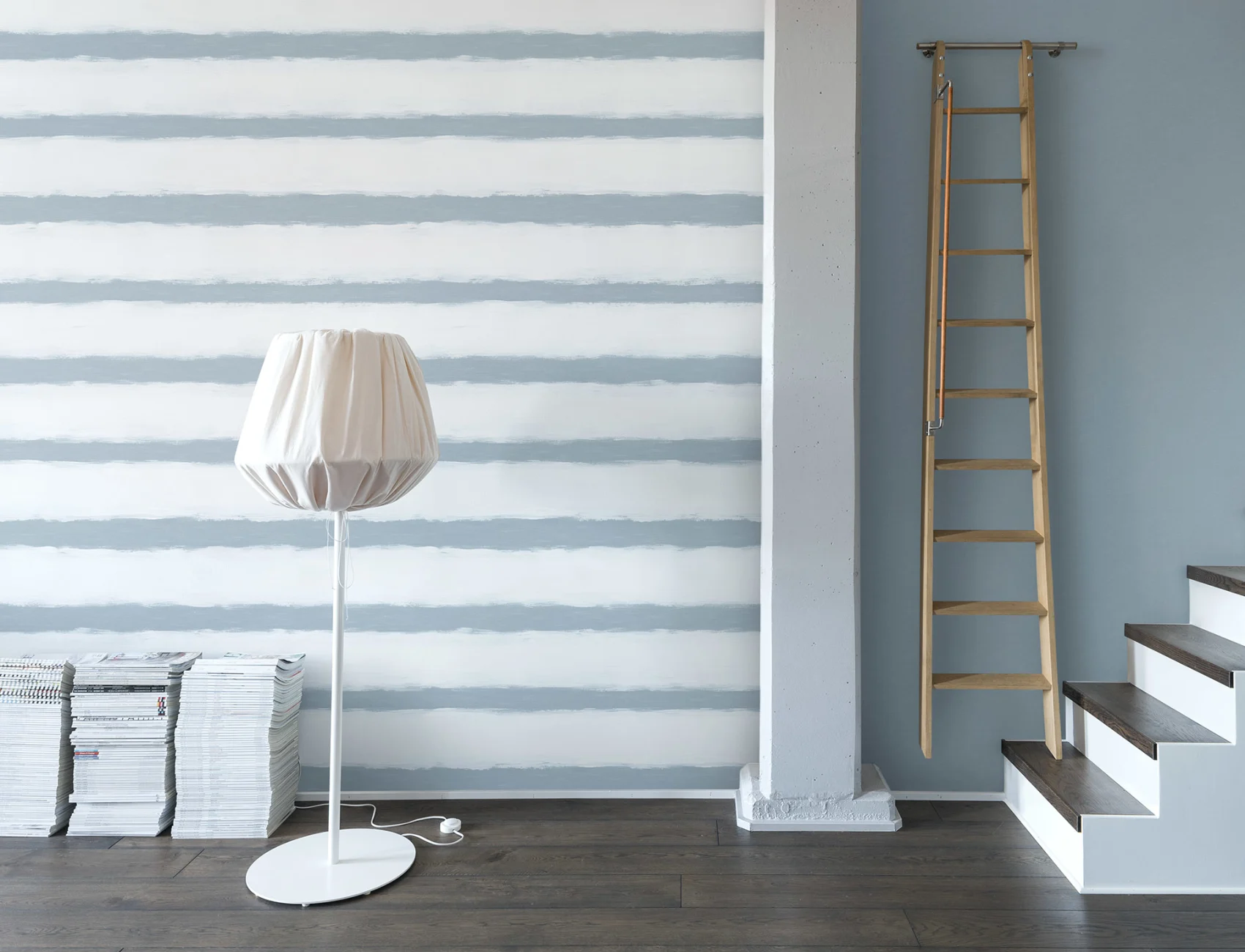 Blue wallpaper with beautiful linen structure